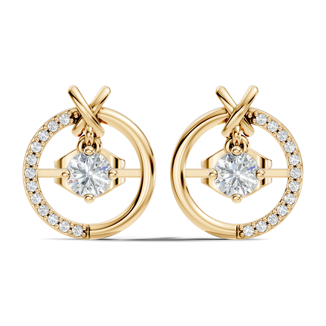 Open Circle Solitaire & Pave Diamond Stud