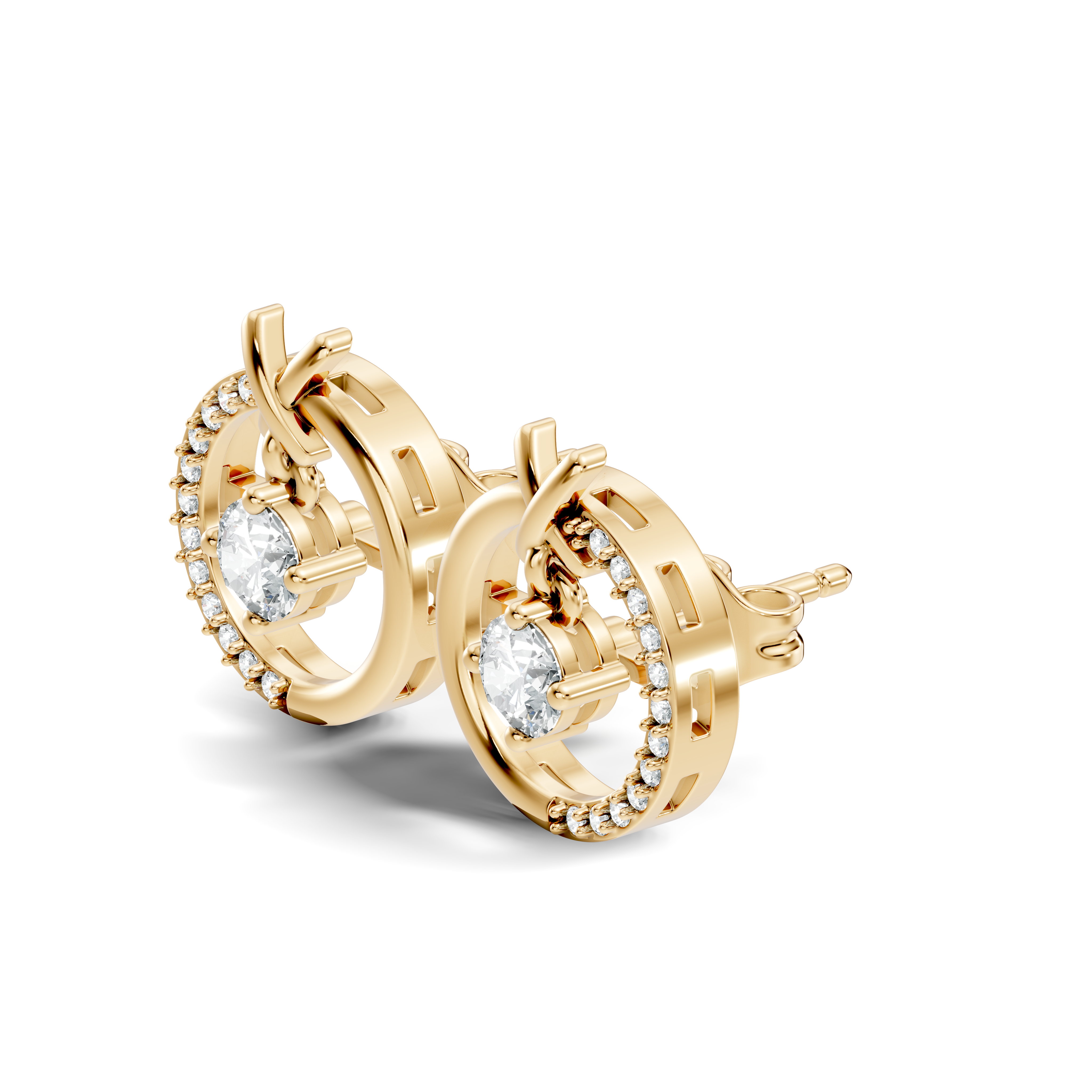 Open Circle Solitaire & Pave Diamond Stud