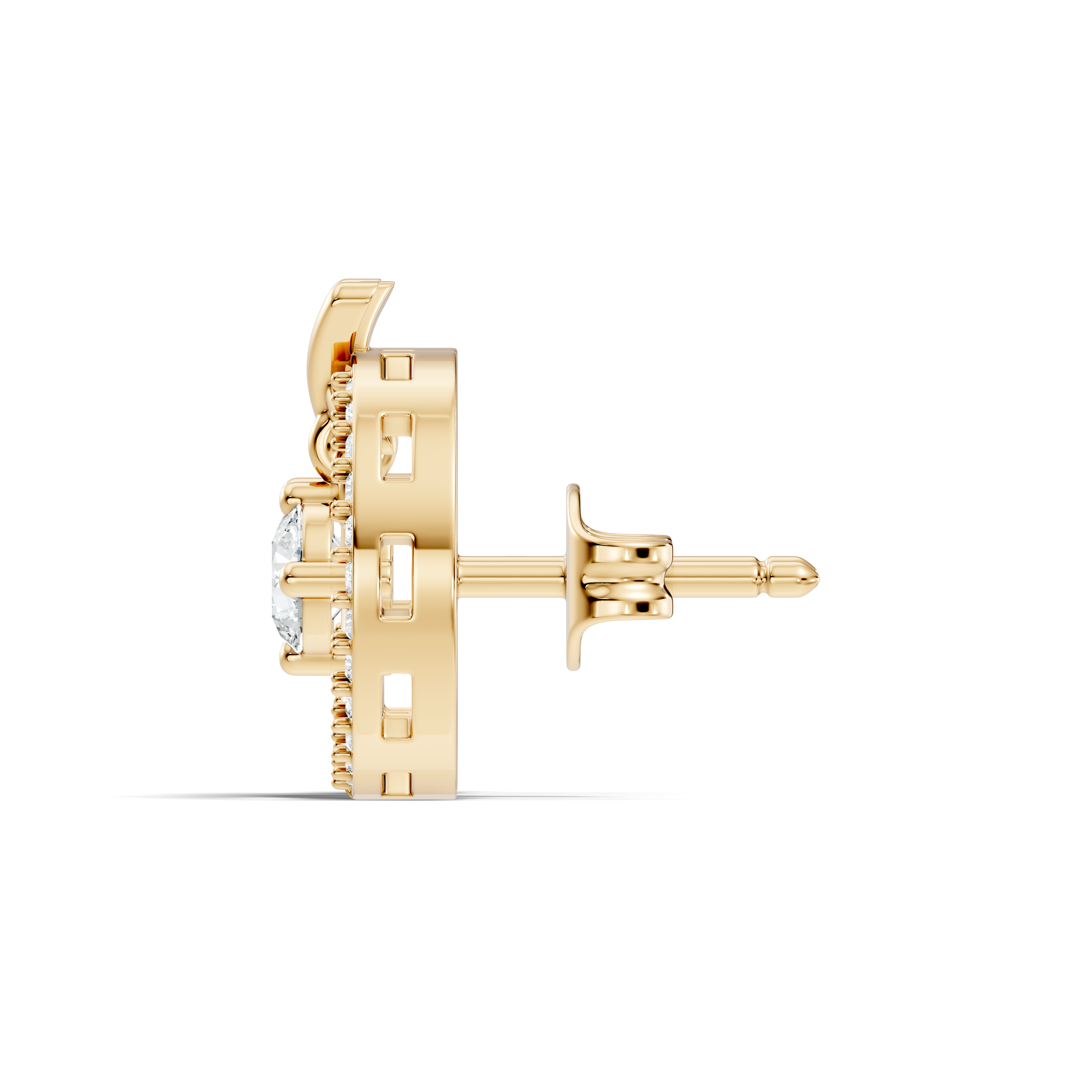 Open Circle Solitaire & Pave Diamond Stud