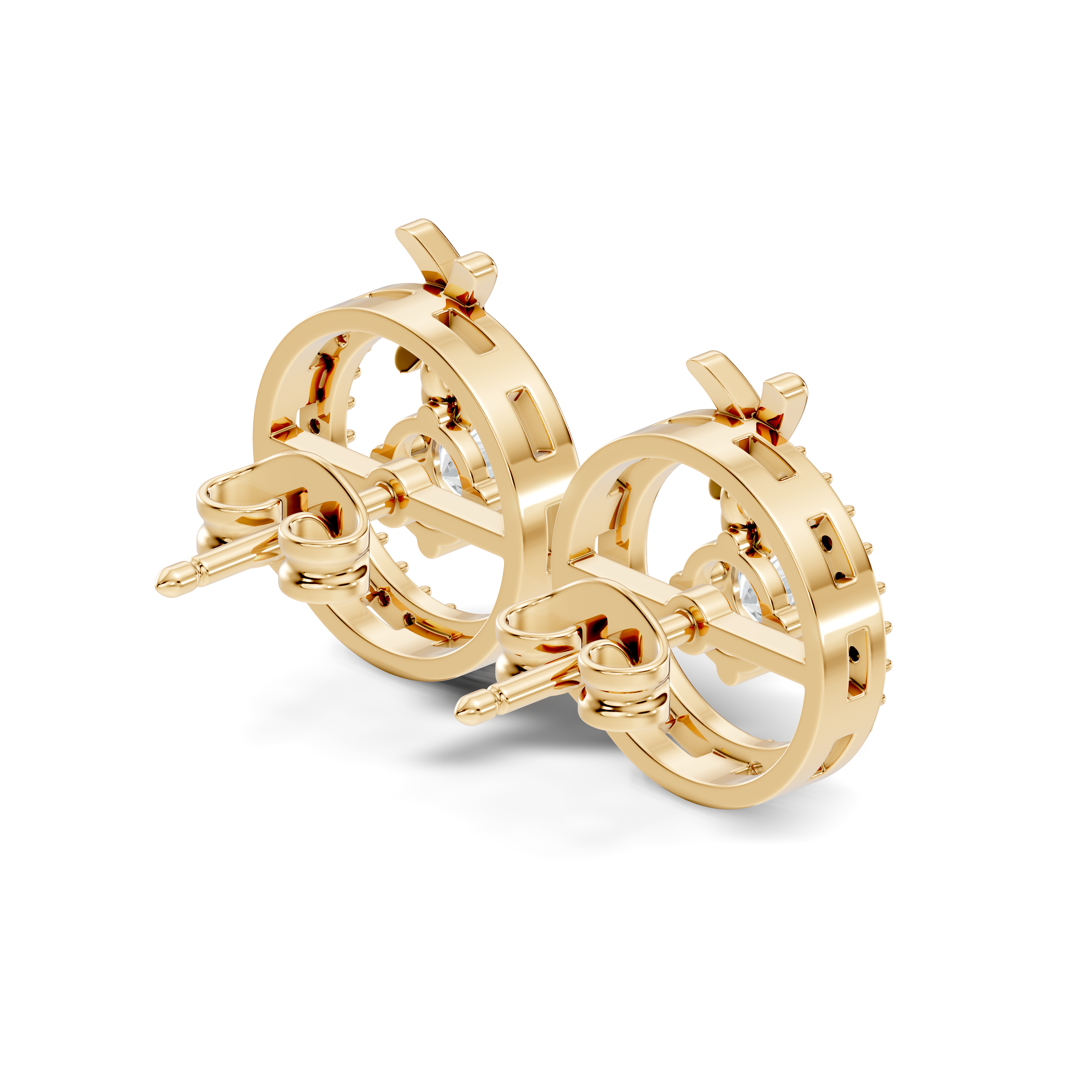 Open Circle Solitaire & Pave Diamond Stud