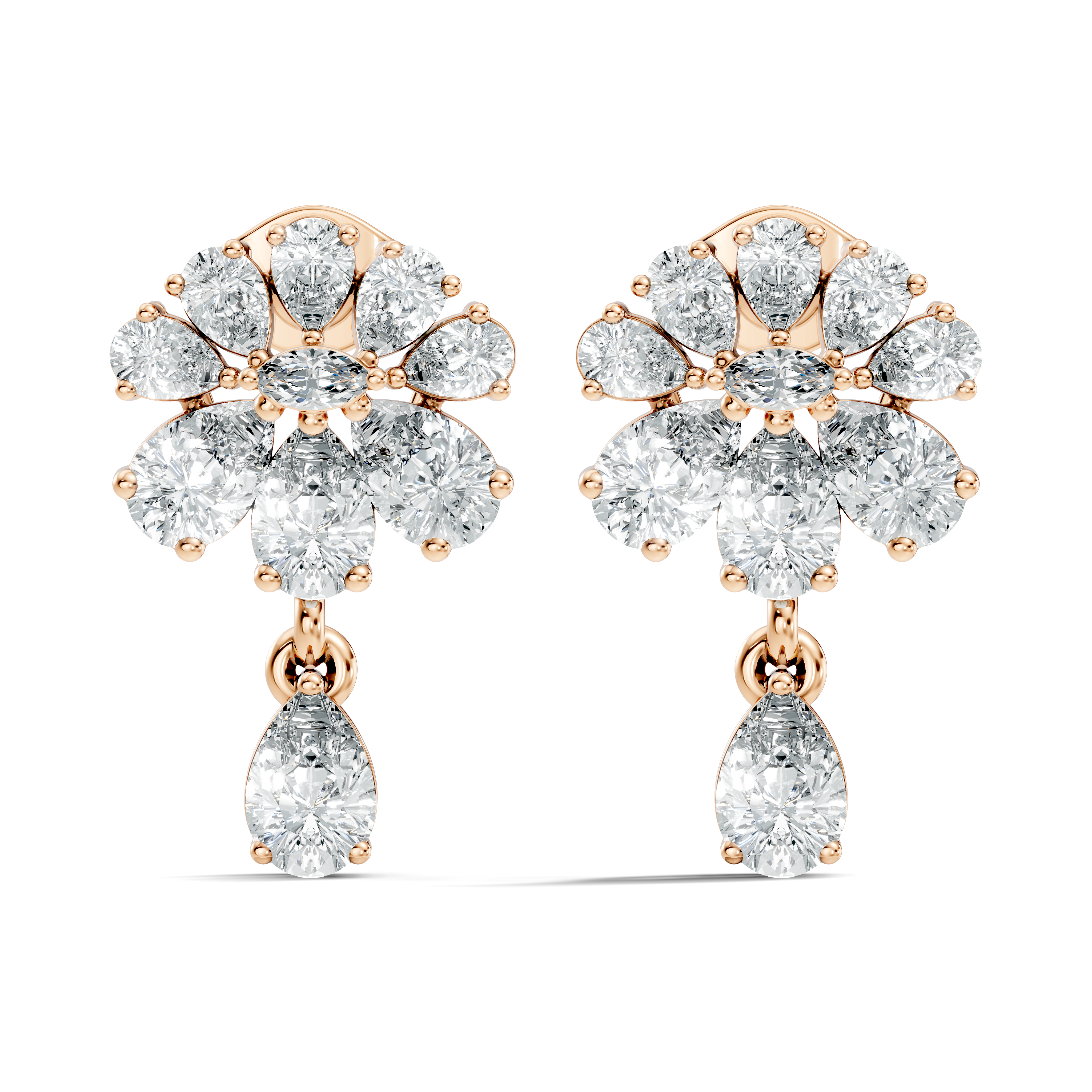 Pear & Marquise Fan Cluster Drop Earrings