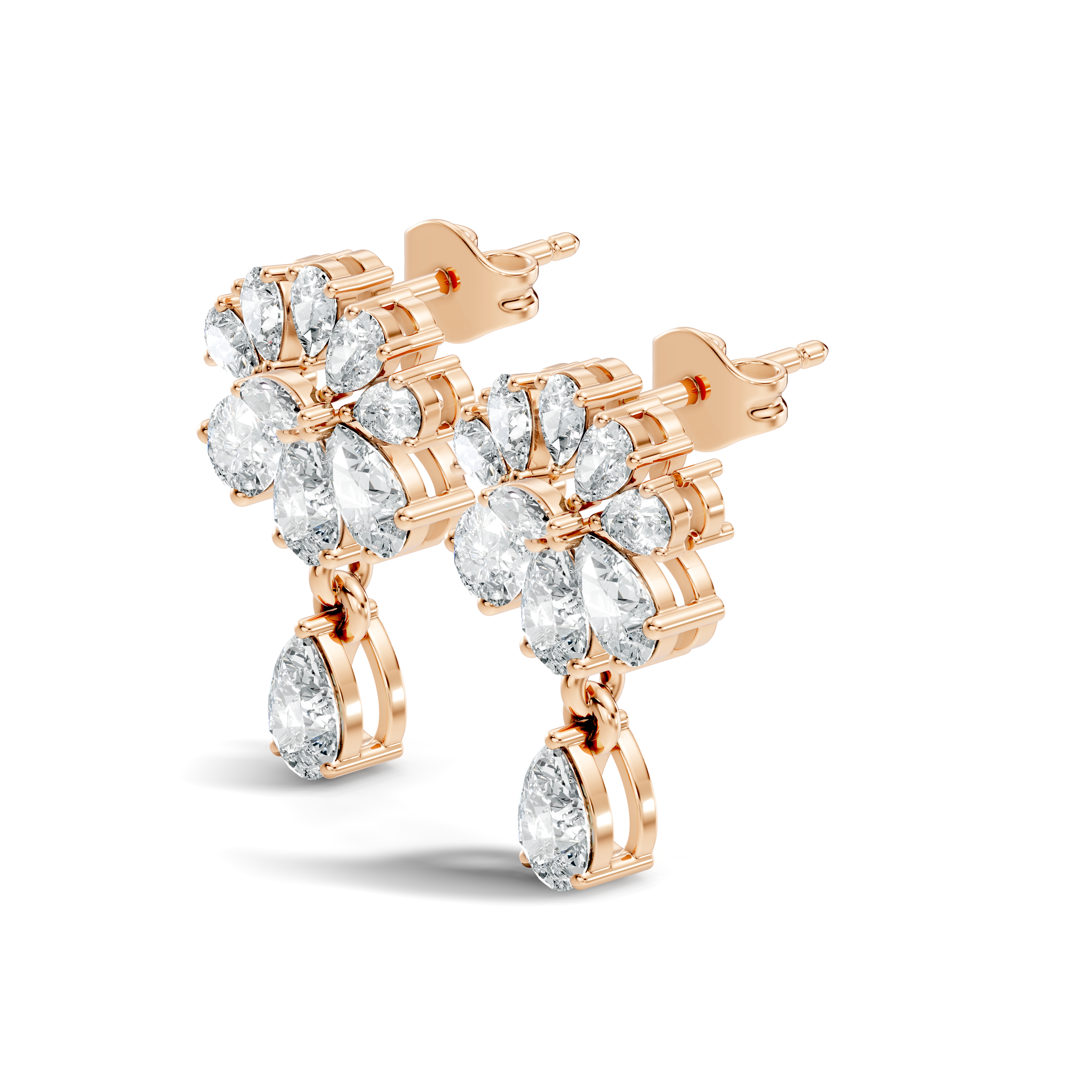 Pear & Marquise Fan Cluster Drop Earrings