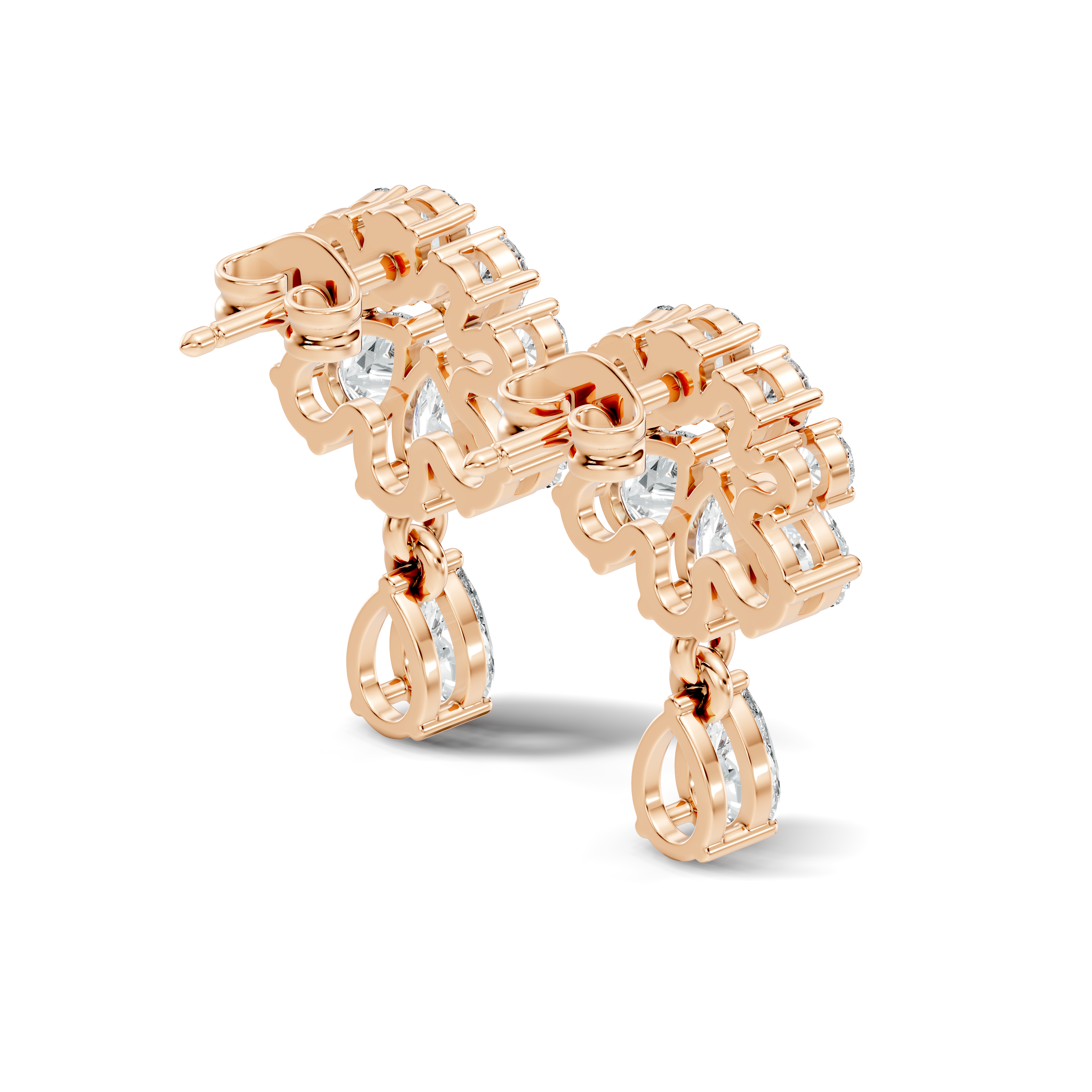 Pear & Marquise Fan Cluster Drop Earrings