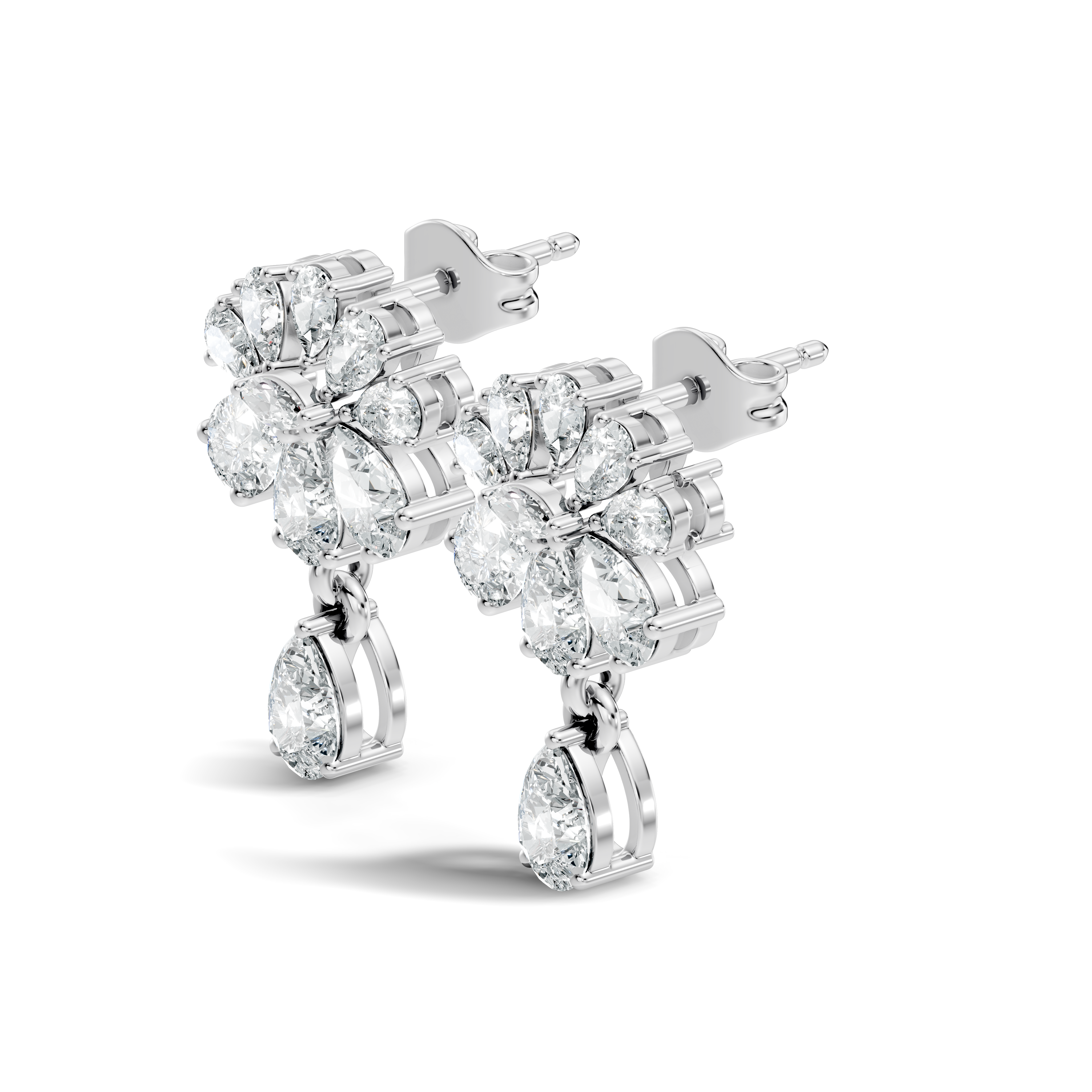 Pear & Marquise Fan Cluster Drop Earrings