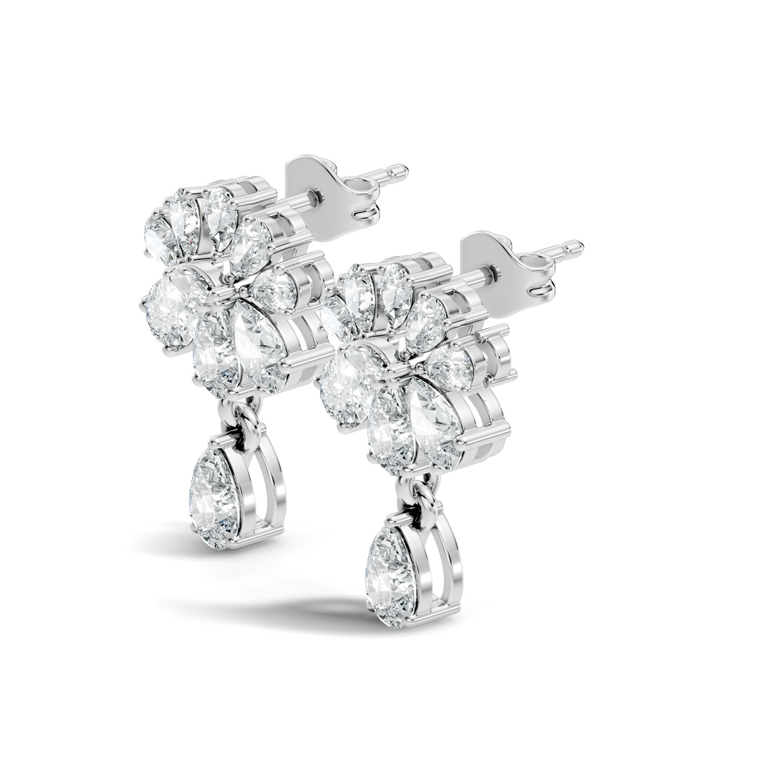 Pear & Marquise Fan Cluster Drop Earrings