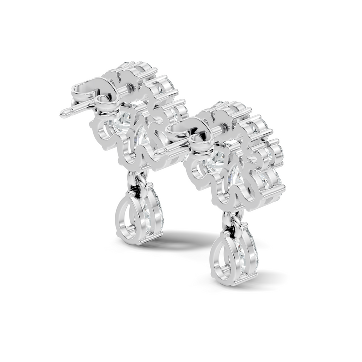 Pear & Marquise Fan Cluster Drop Earrings