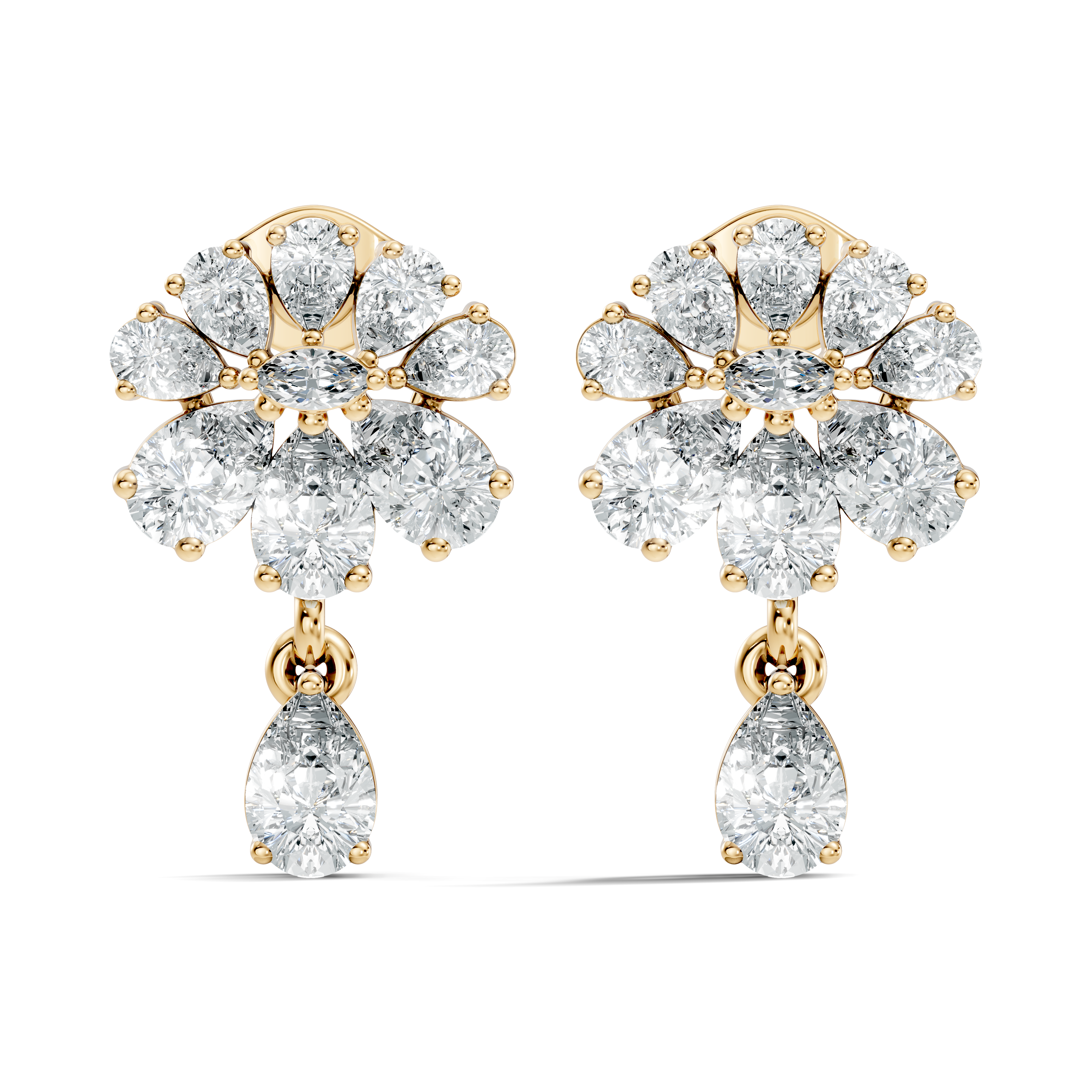Pear & Marquise Fan Cluster Drop Earrings