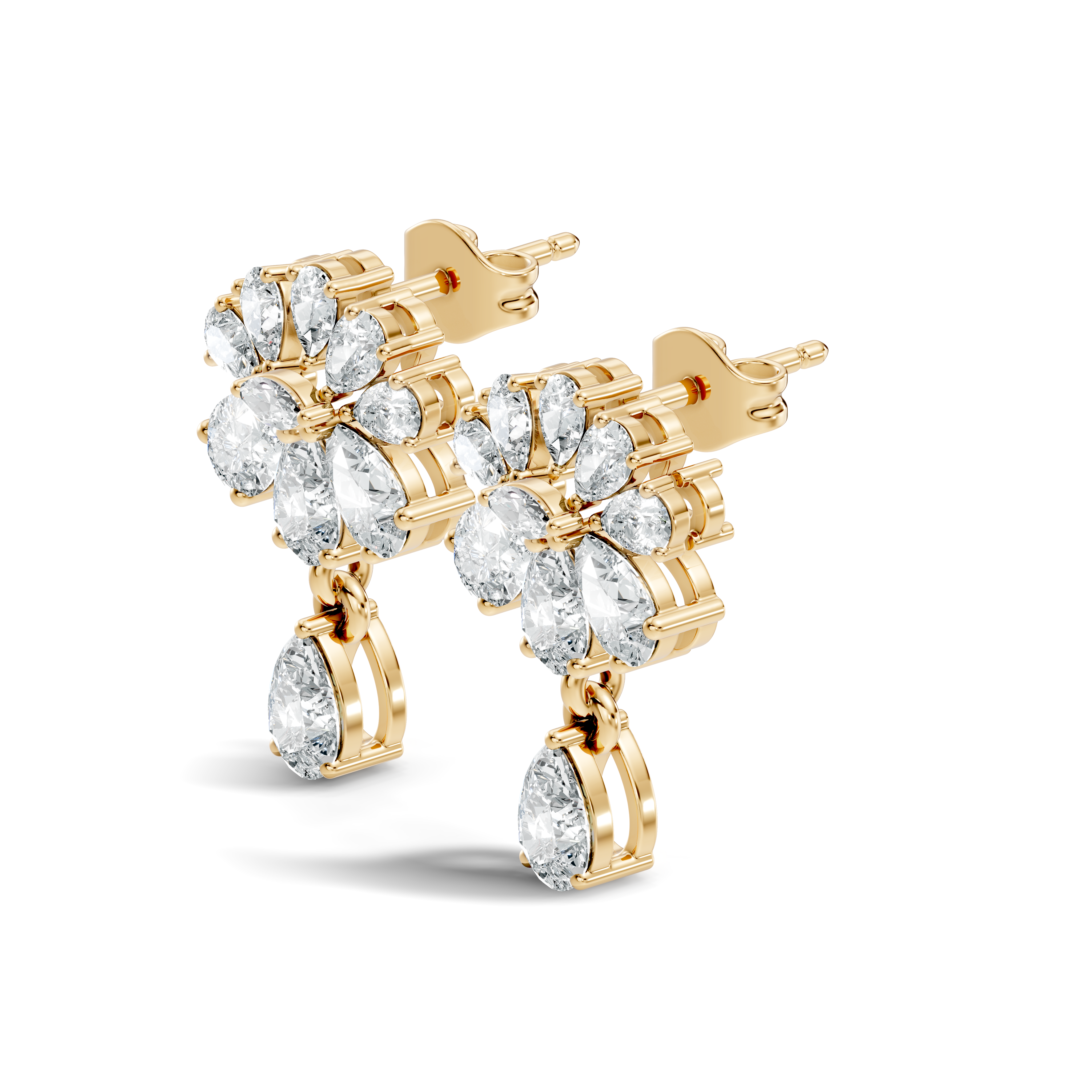 Pear & Marquise Fan Cluster Drop Earrings