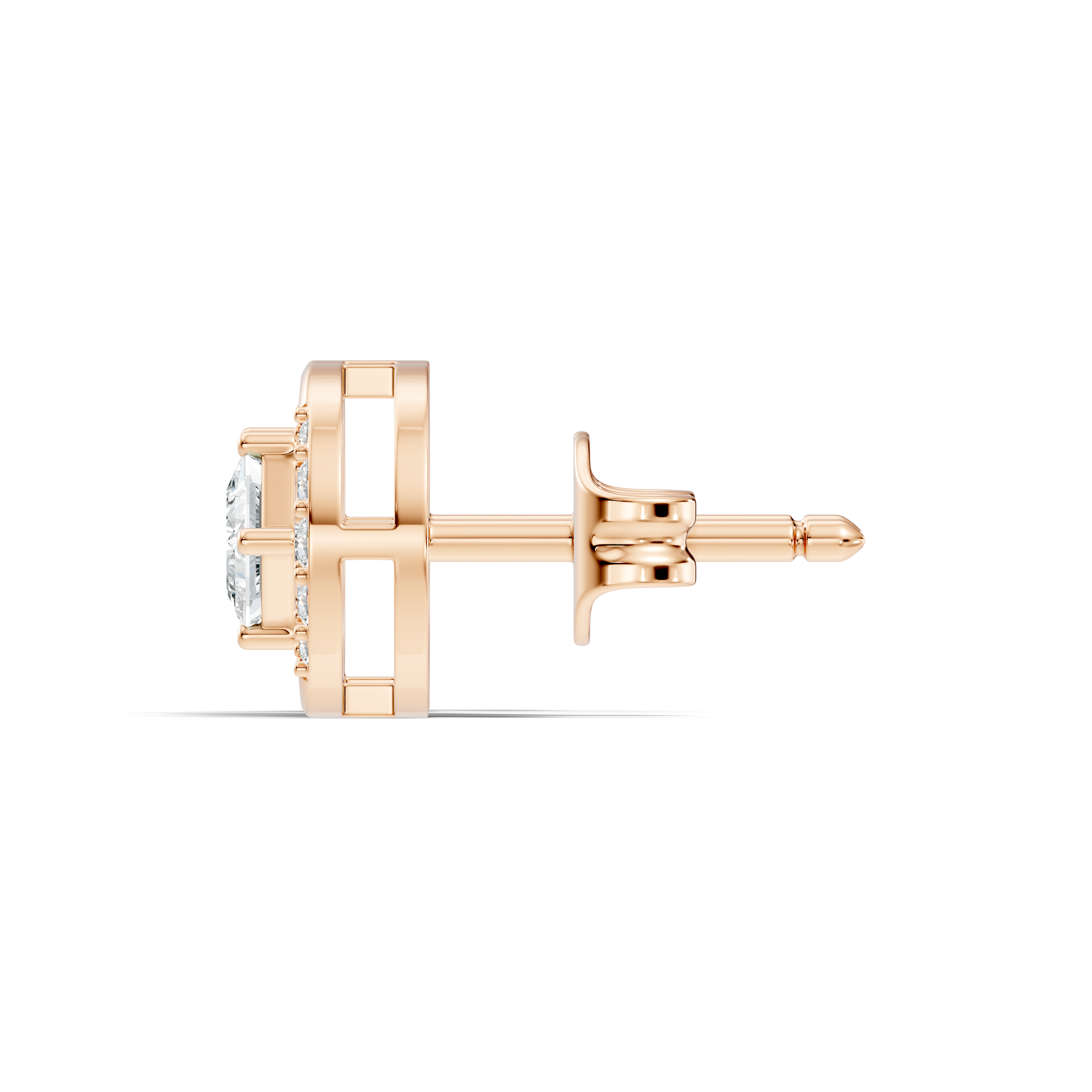 Princess Cut Solitaire & Oval Open Frame Diamond Stud