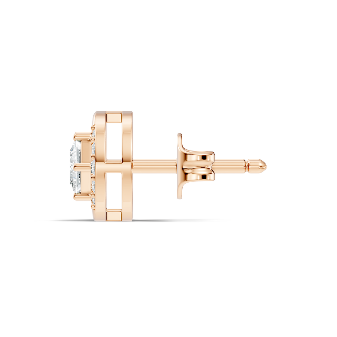 Princess Cut Solitaire & Oval Open Frame Diamond Stud