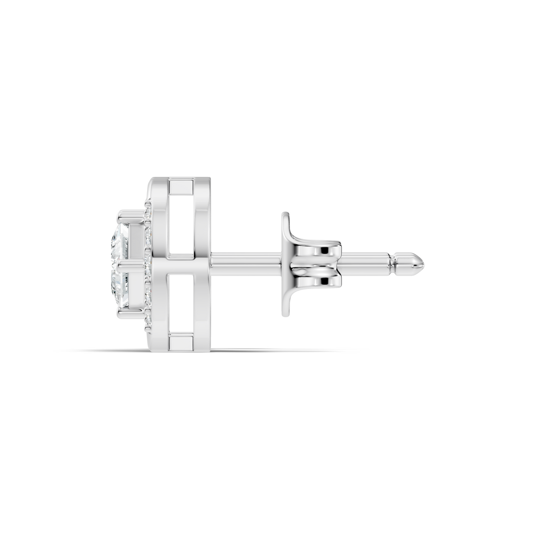 Princess Cut Solitaire & Oval Open Frame Diamond Stud
