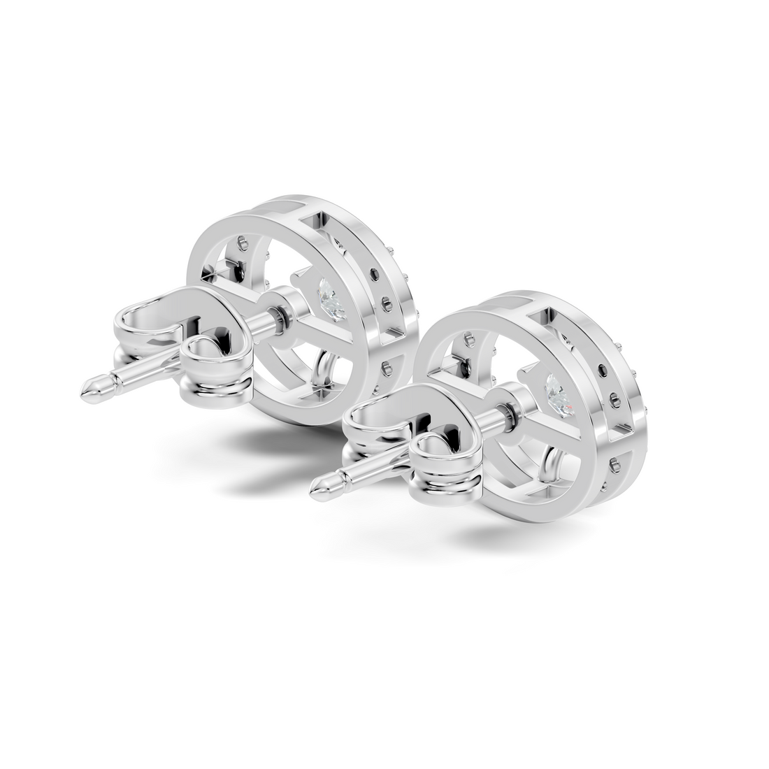 Princess Cut Solitaire & Oval Open Frame Diamond Stud