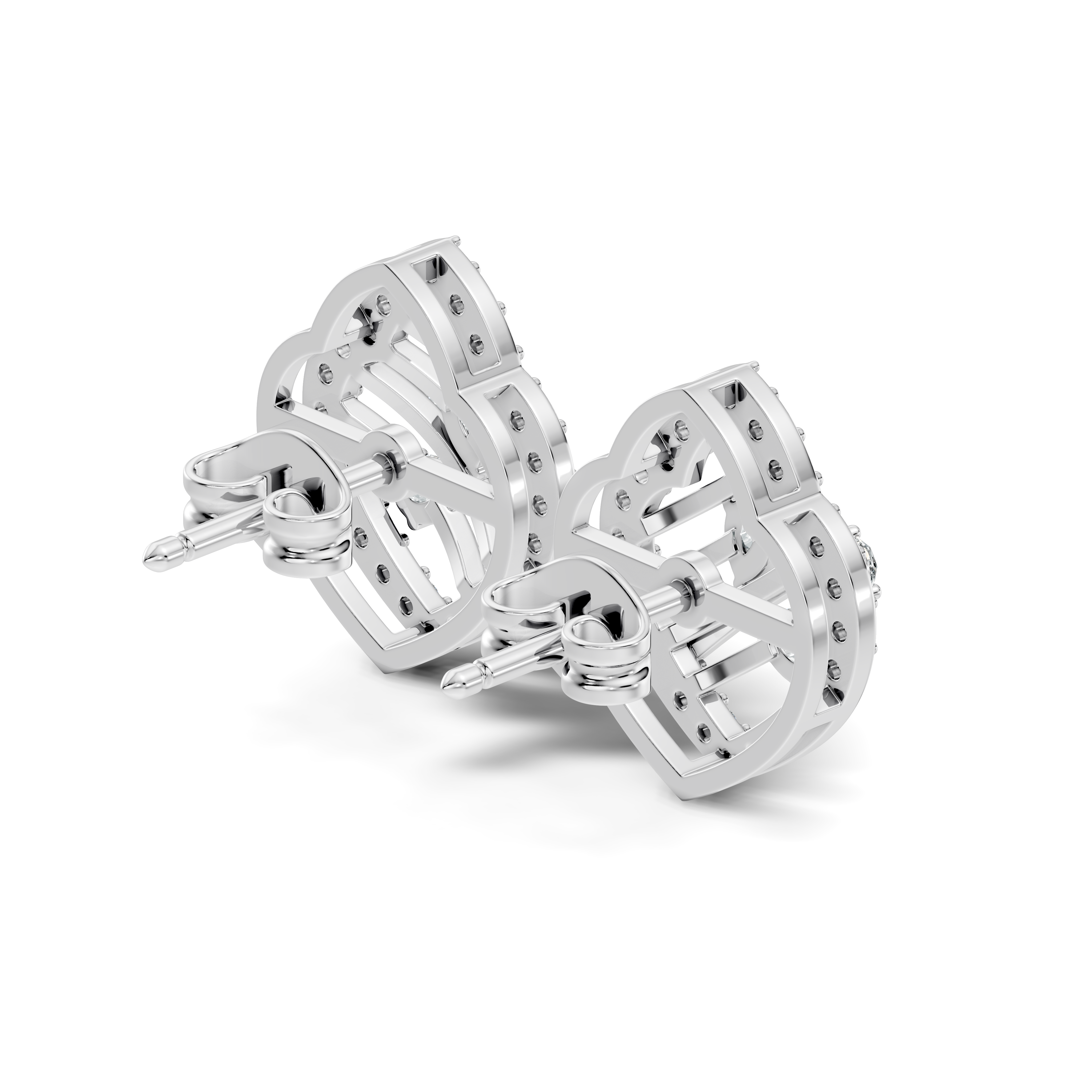 Openwork Leaf Halo Pear & Pave  Diamond Stud