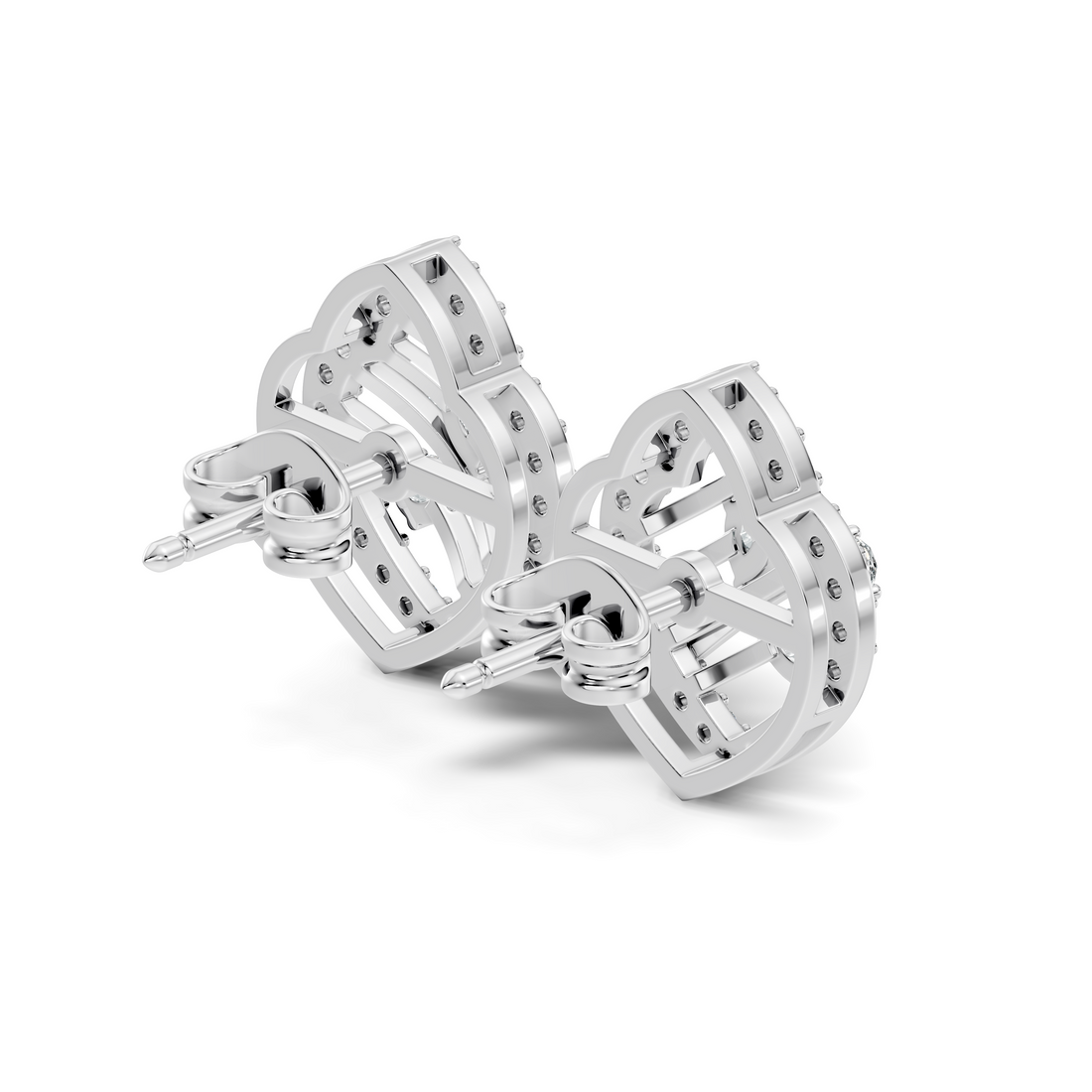 Openwork Leaf Halo Pear & Pave  Diamond Stud