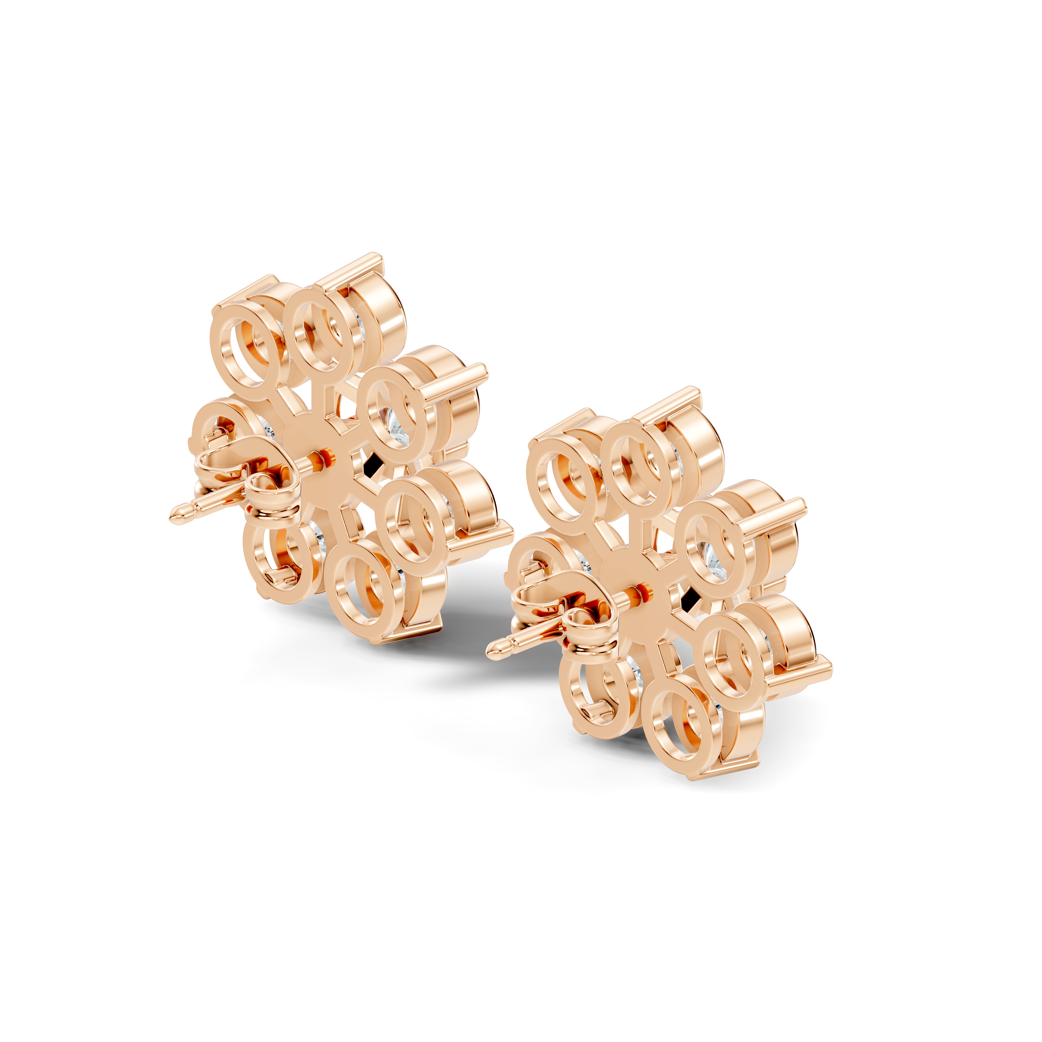 Round Diamond Grand Sunburst Floral Cluster Stud