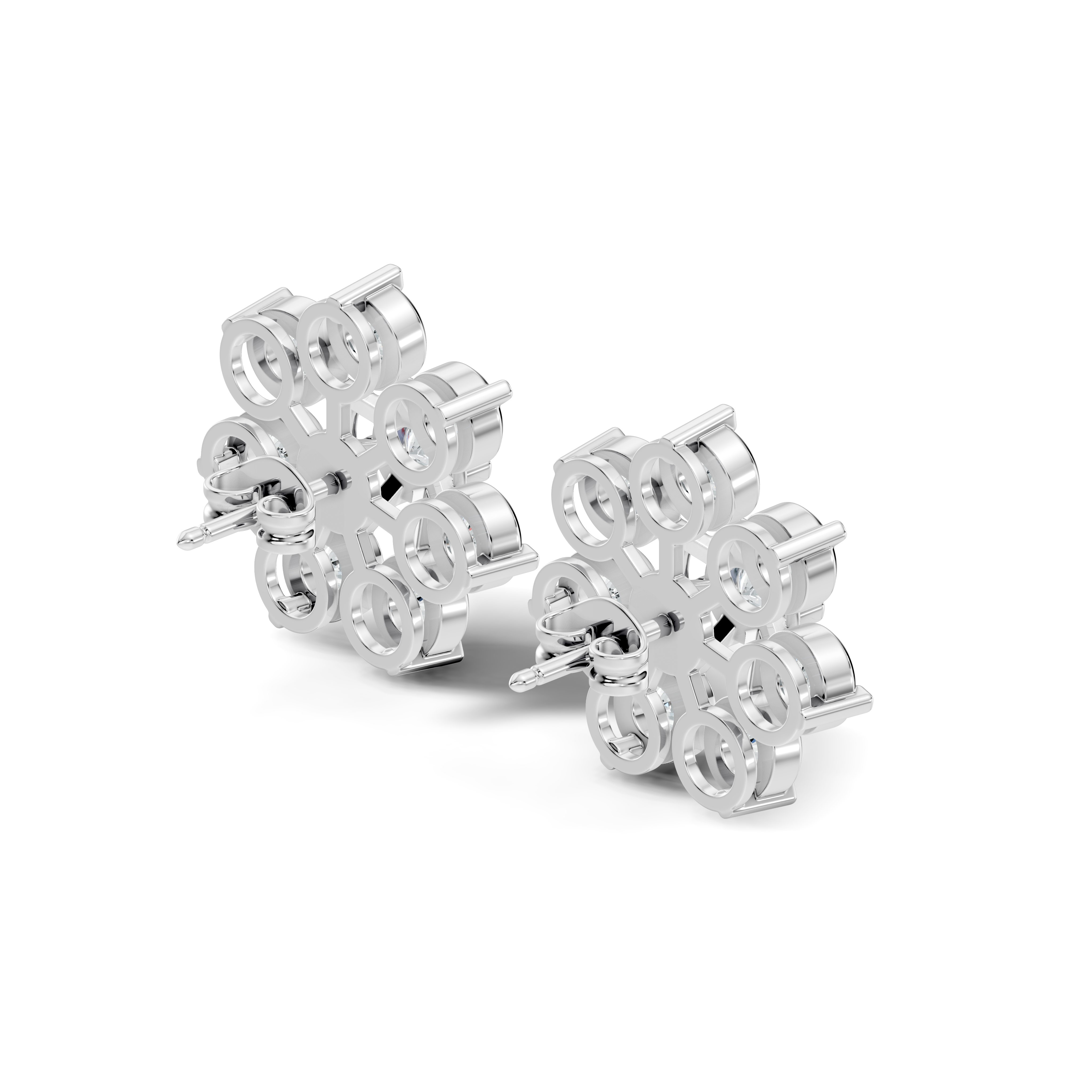 Round Diamond Grand Sunburst Floral Cluster Stud