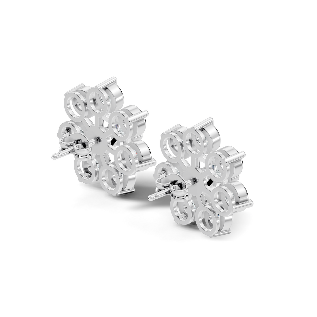 Round Diamond Grand Sunburst Floral Cluster Stud