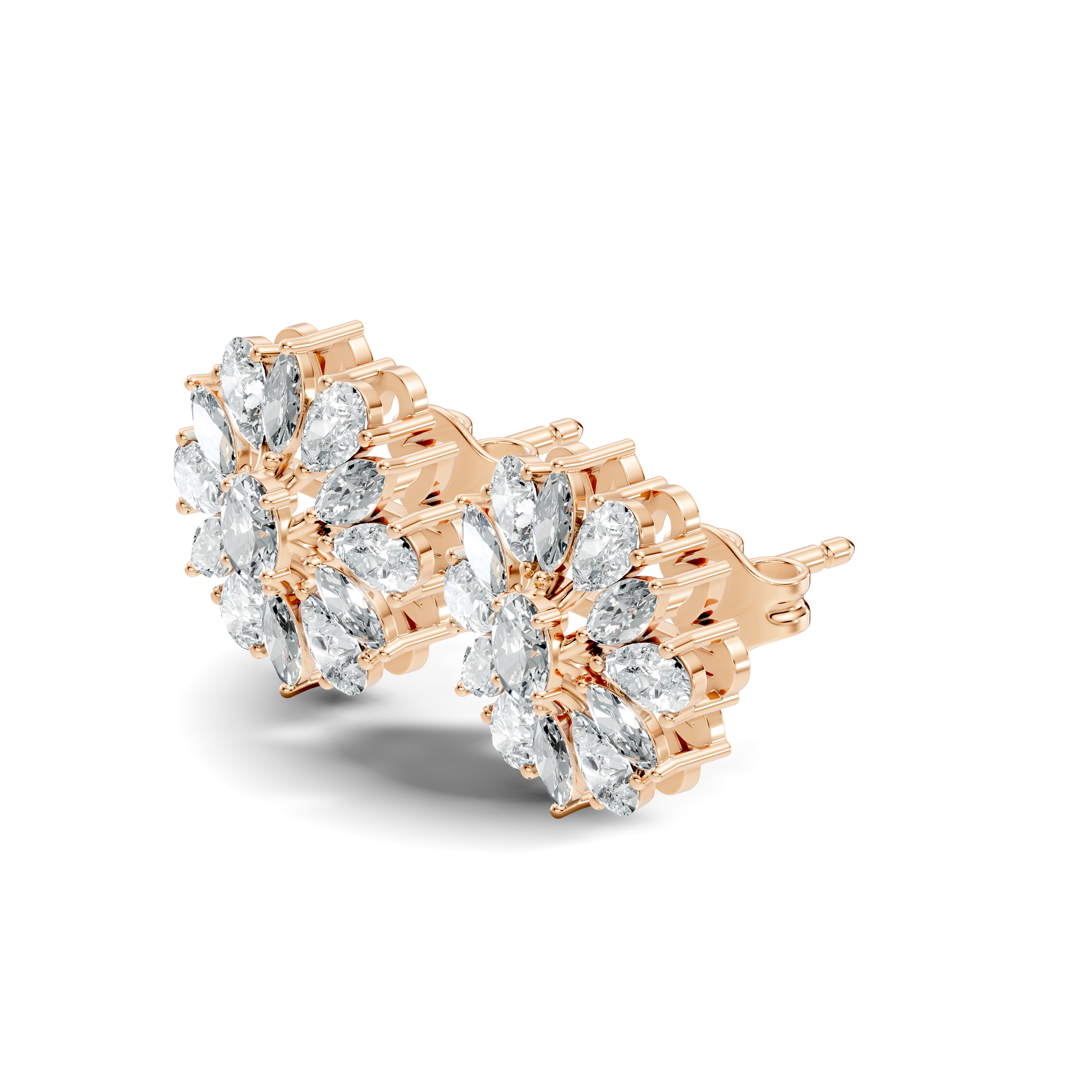 Oval Solitaire & Sunburst Pear Marquise Diamond Stud