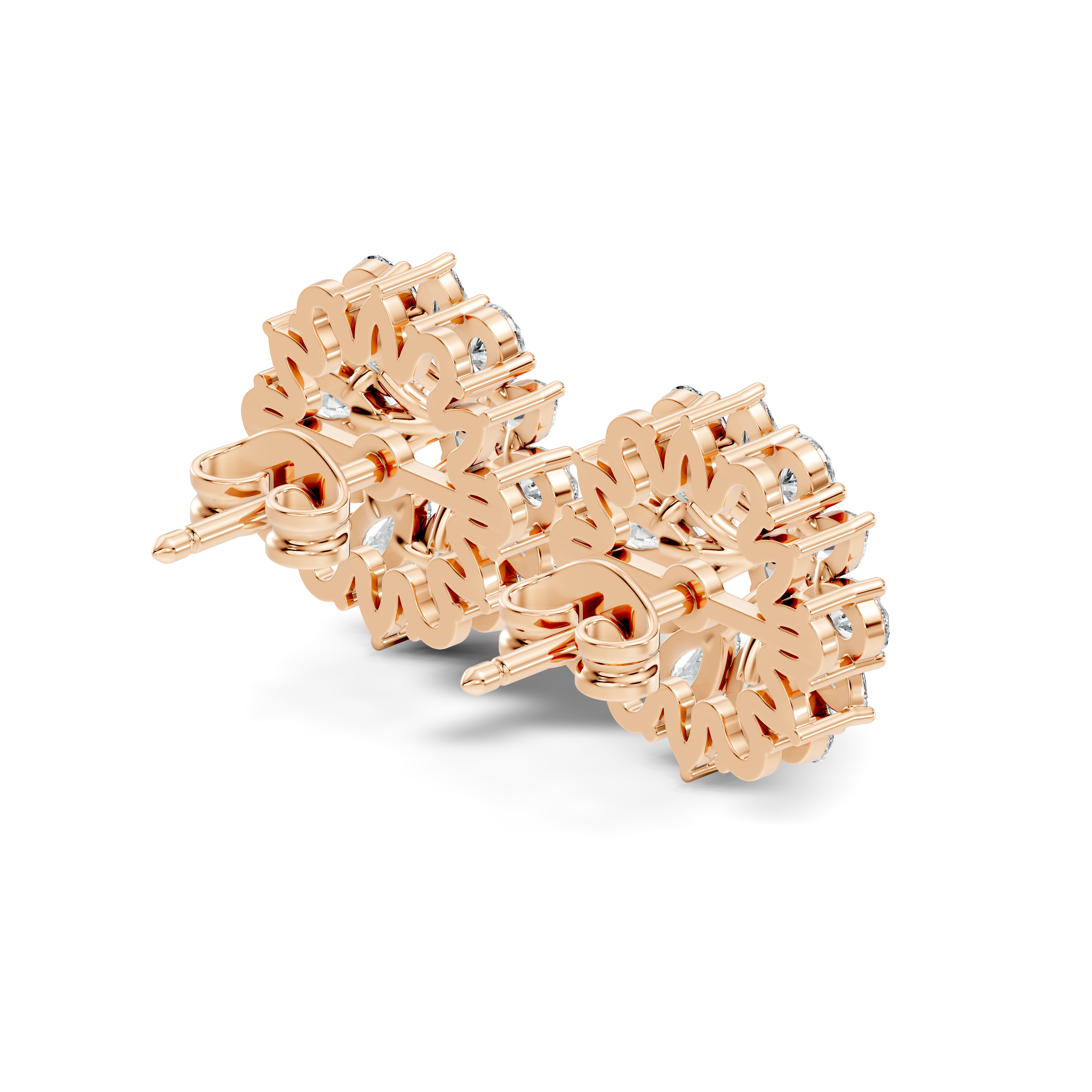 Oval Solitaire & Sunburst Pear Marquise Diamond Stud