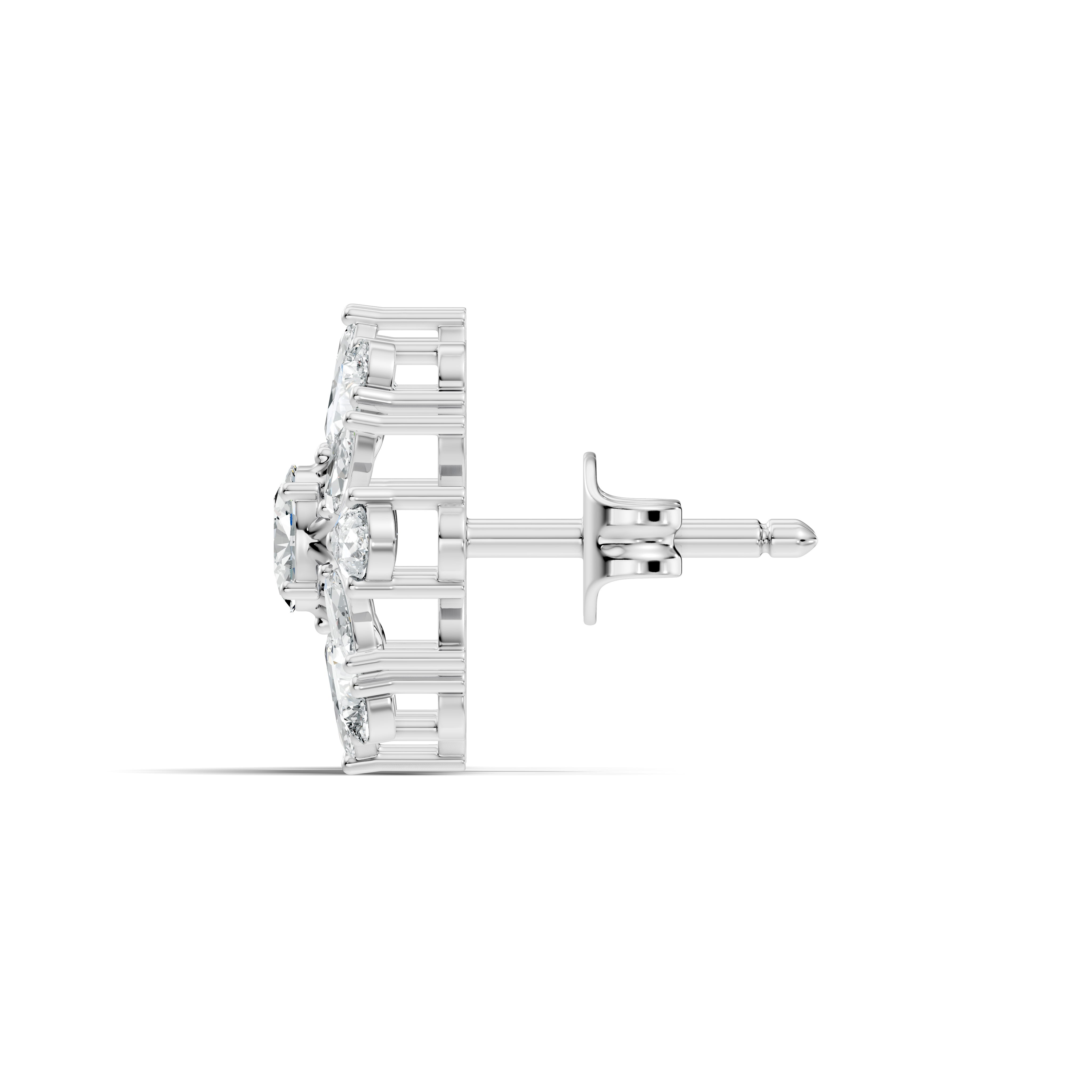 Oval Solitaire & Sunburst Pear Marquise Diamond Stud