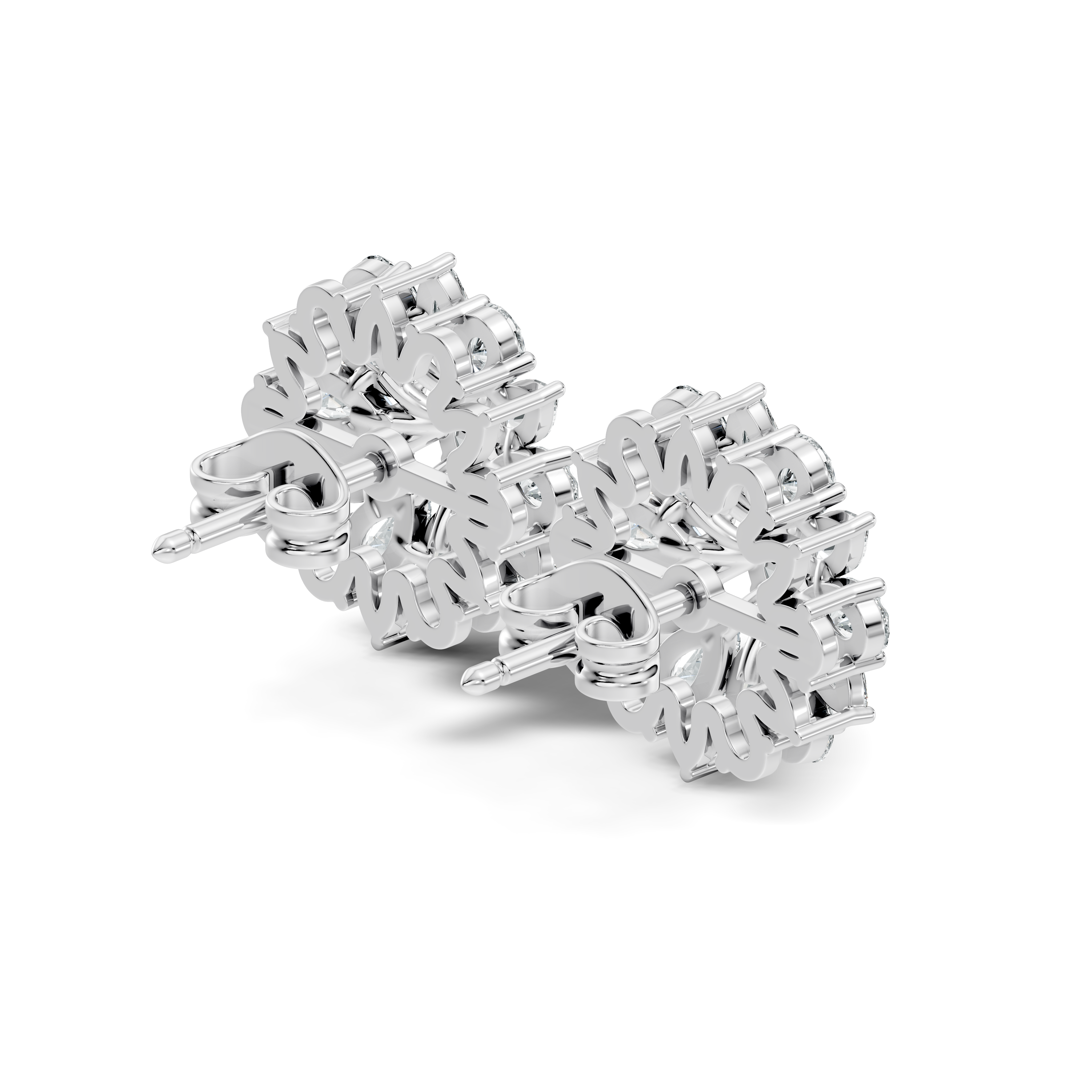 Oval Solitaire & Sunburst Pear Marquise Diamond Stud