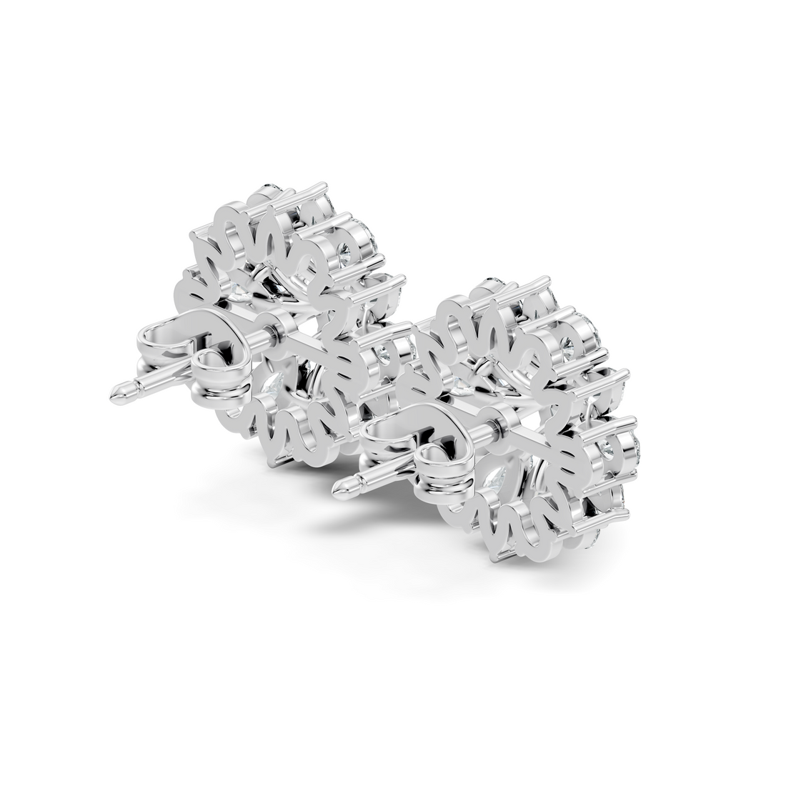 Oval Solitaire & Sunburst Pear Marquise Diamond Stud