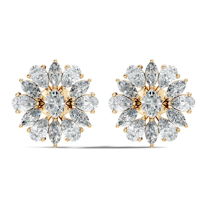 Oval Solitaire & Sunburst Pear Marquise Diamond Stud