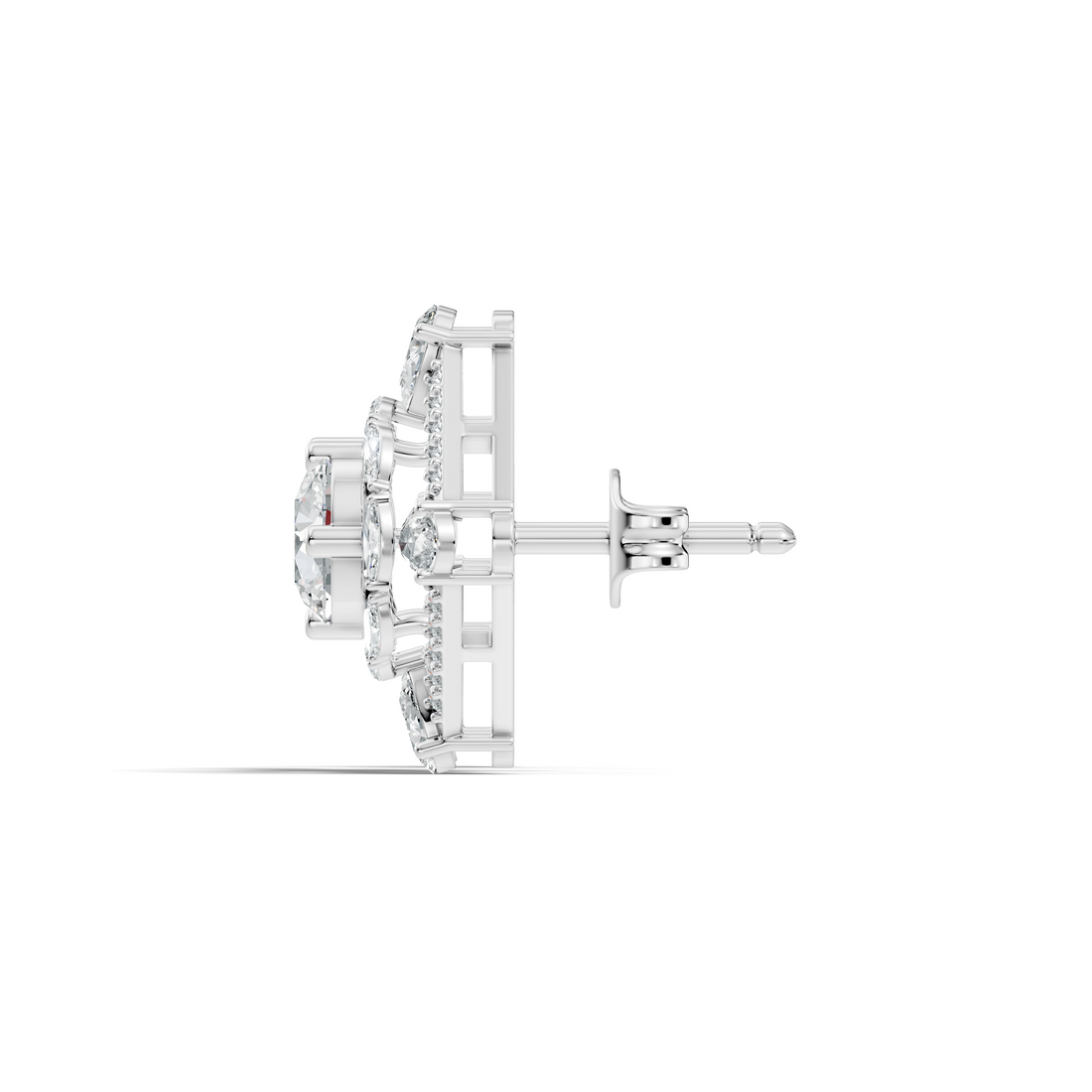 Round Solitaire & Diamond Rhombus Filigree Stud