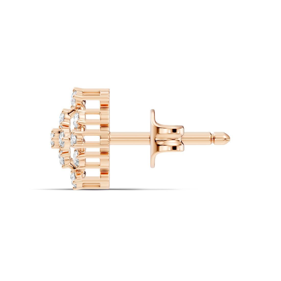 Round Diamond Hexagonal Snowflake Cluster Stud