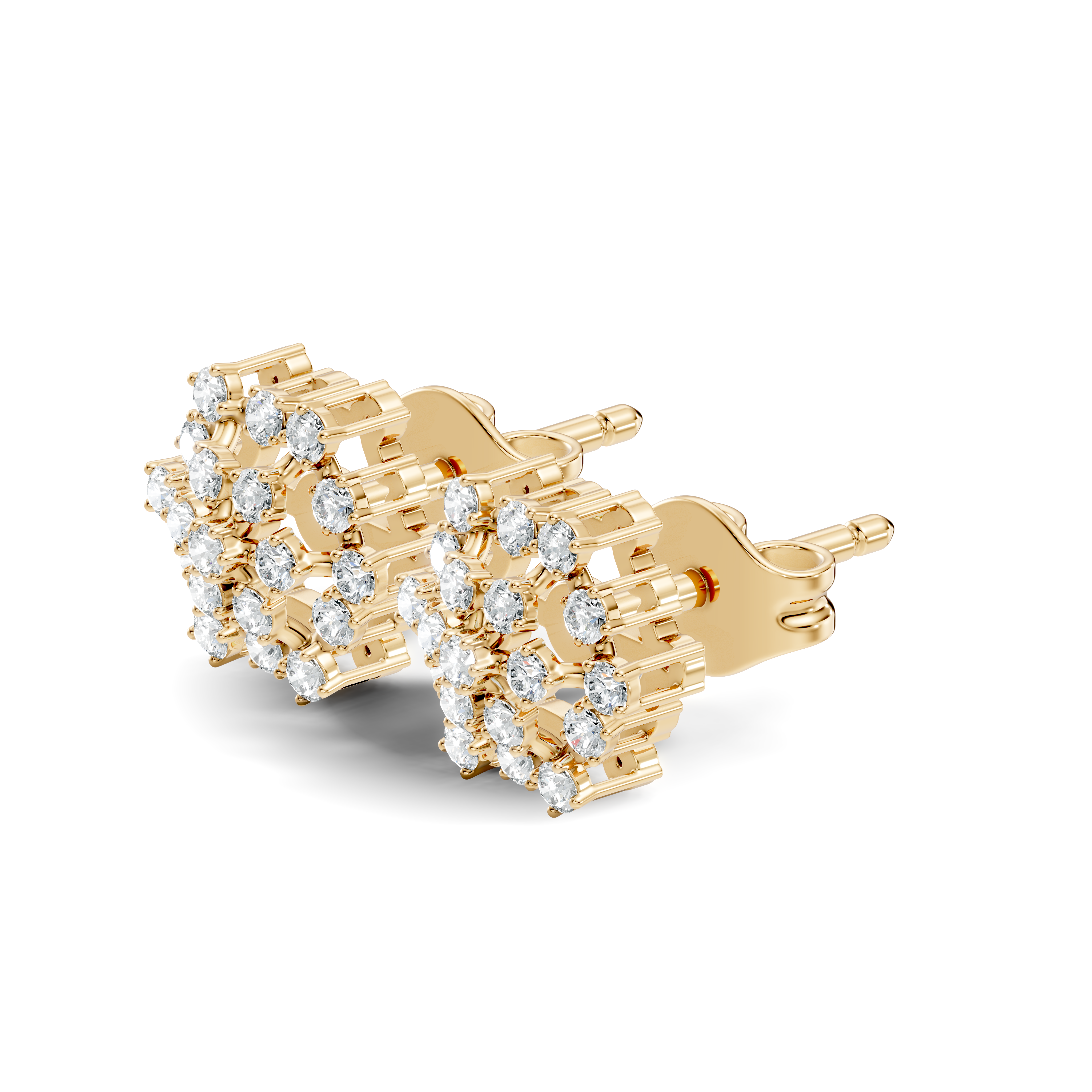 Round Diamond Hexagonal Snowflake Cluster Stud