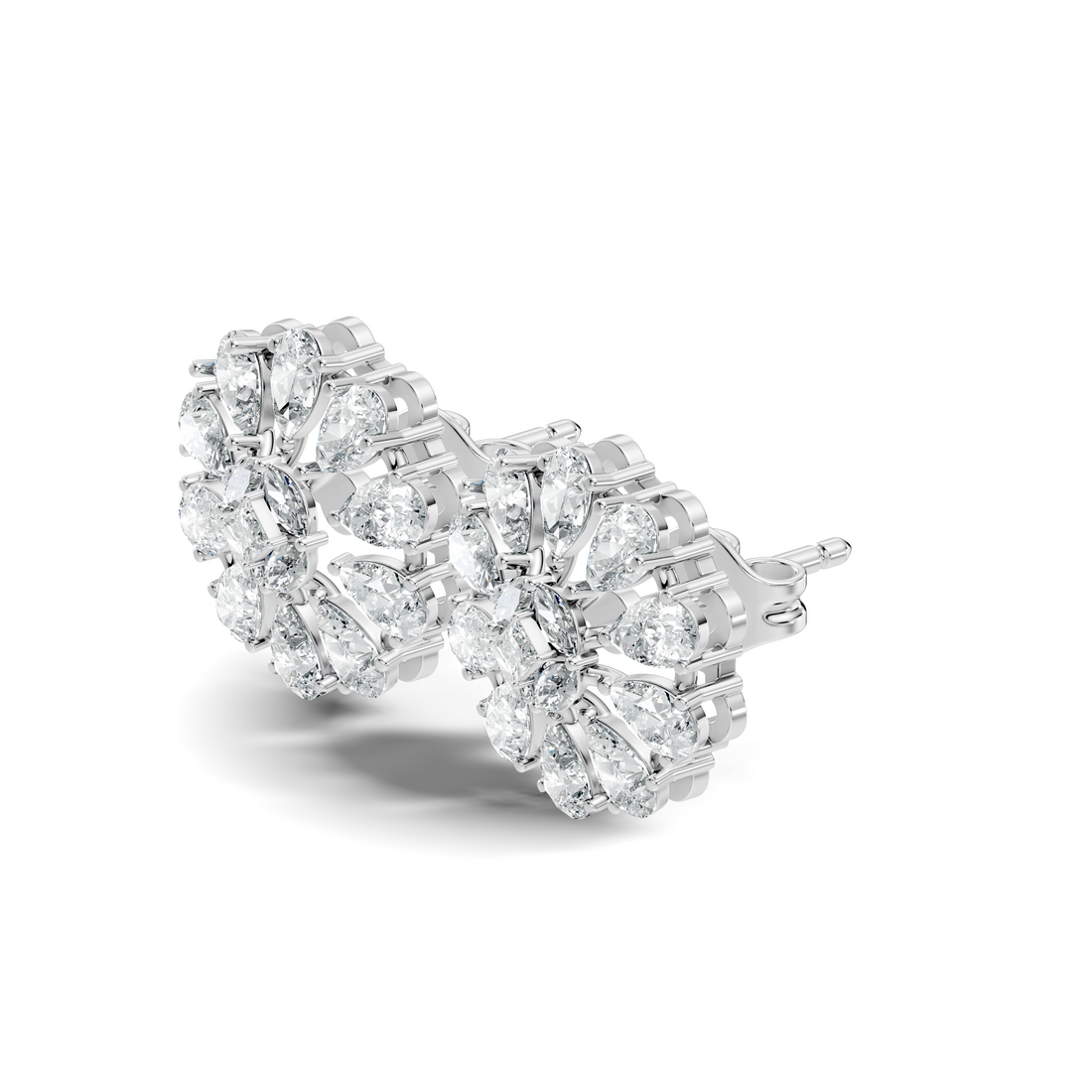Princess, Marquise & Pear Diamond Sunburst Cluster Stud