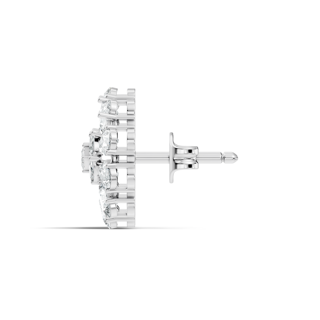 Princess, Marquise & Pear Diamond Sunburst Cluster Stud