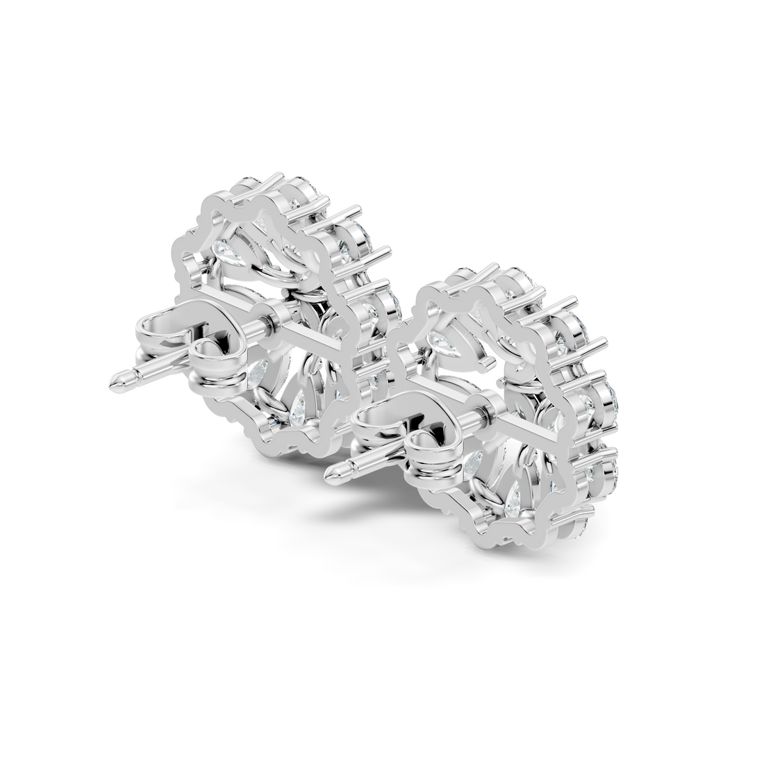 Princess, Marquise & Pear Diamond Sunburst Cluster Stud