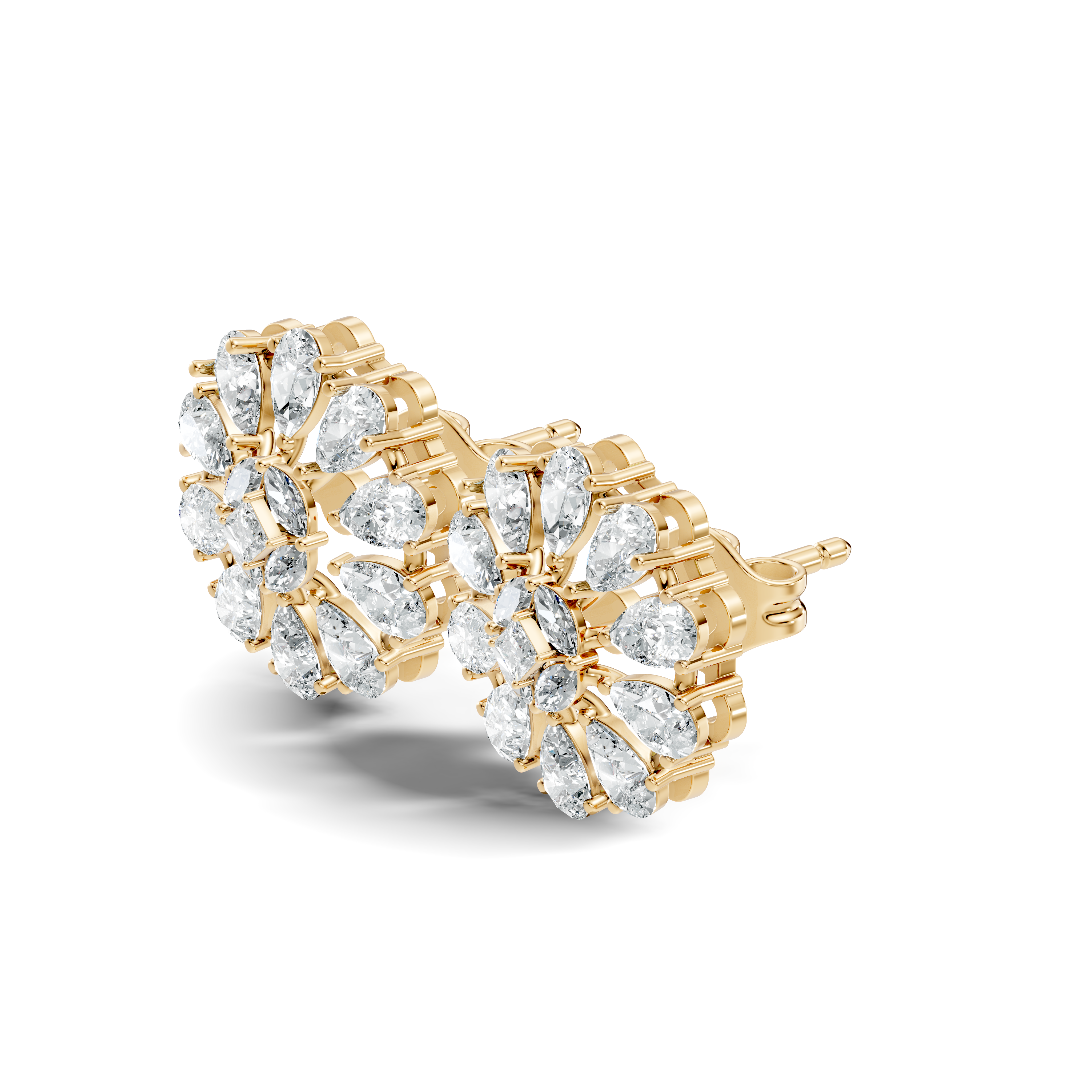 Princess, Marquise & Pear Diamond Sunburst Cluster Stud