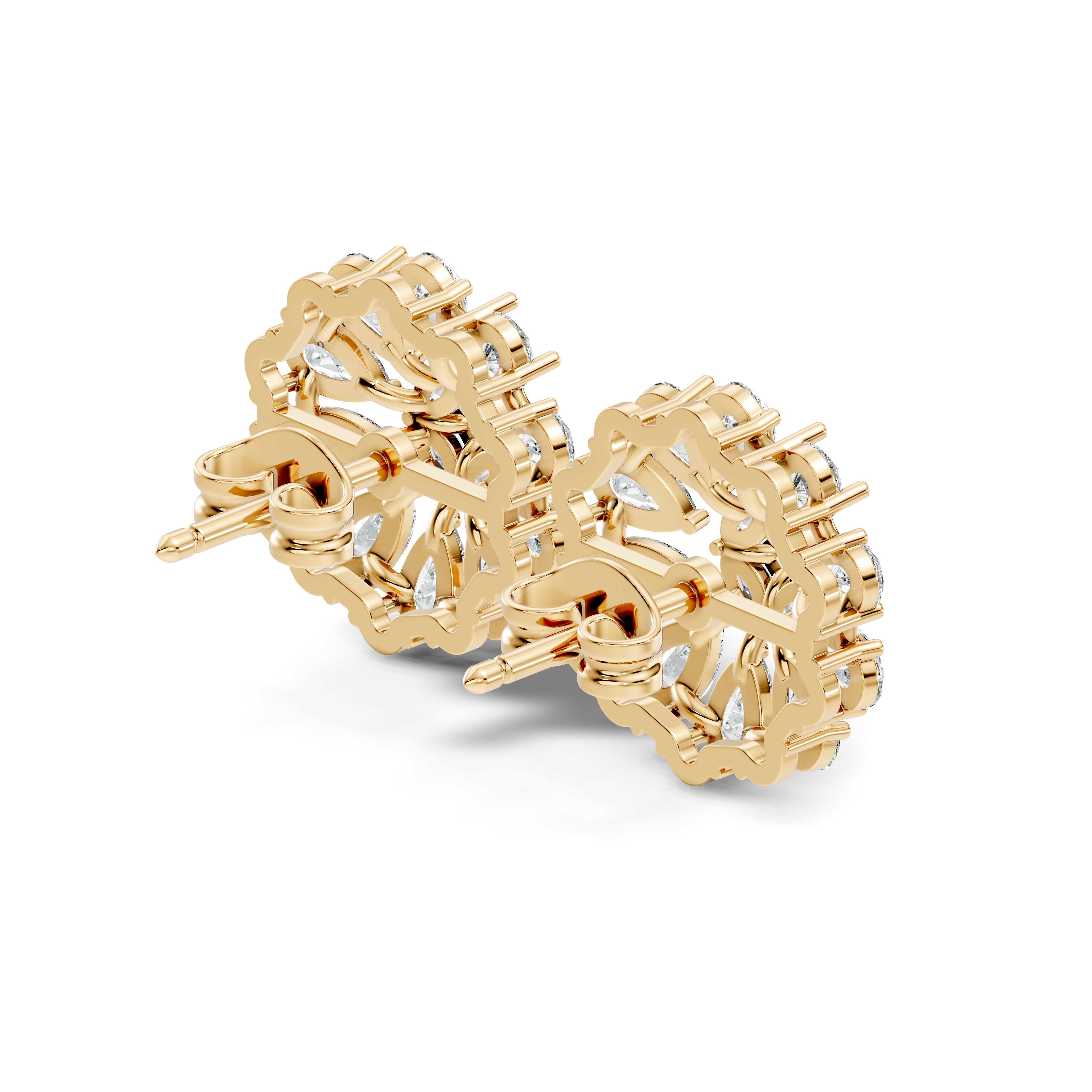 Princess, Marquise & Pear Diamond Sunburst Cluster Stud