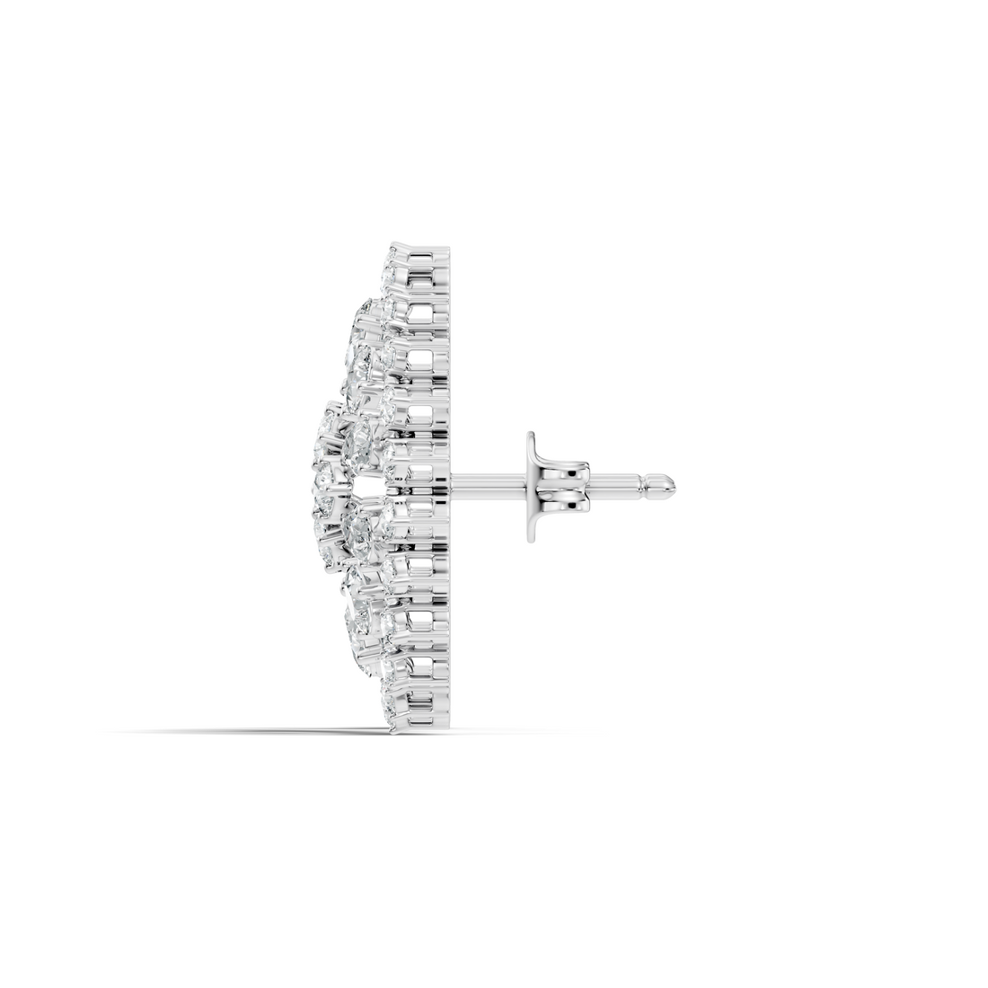 Pear Solitaire & Pave Outer Halo Wheel Diamond Stud