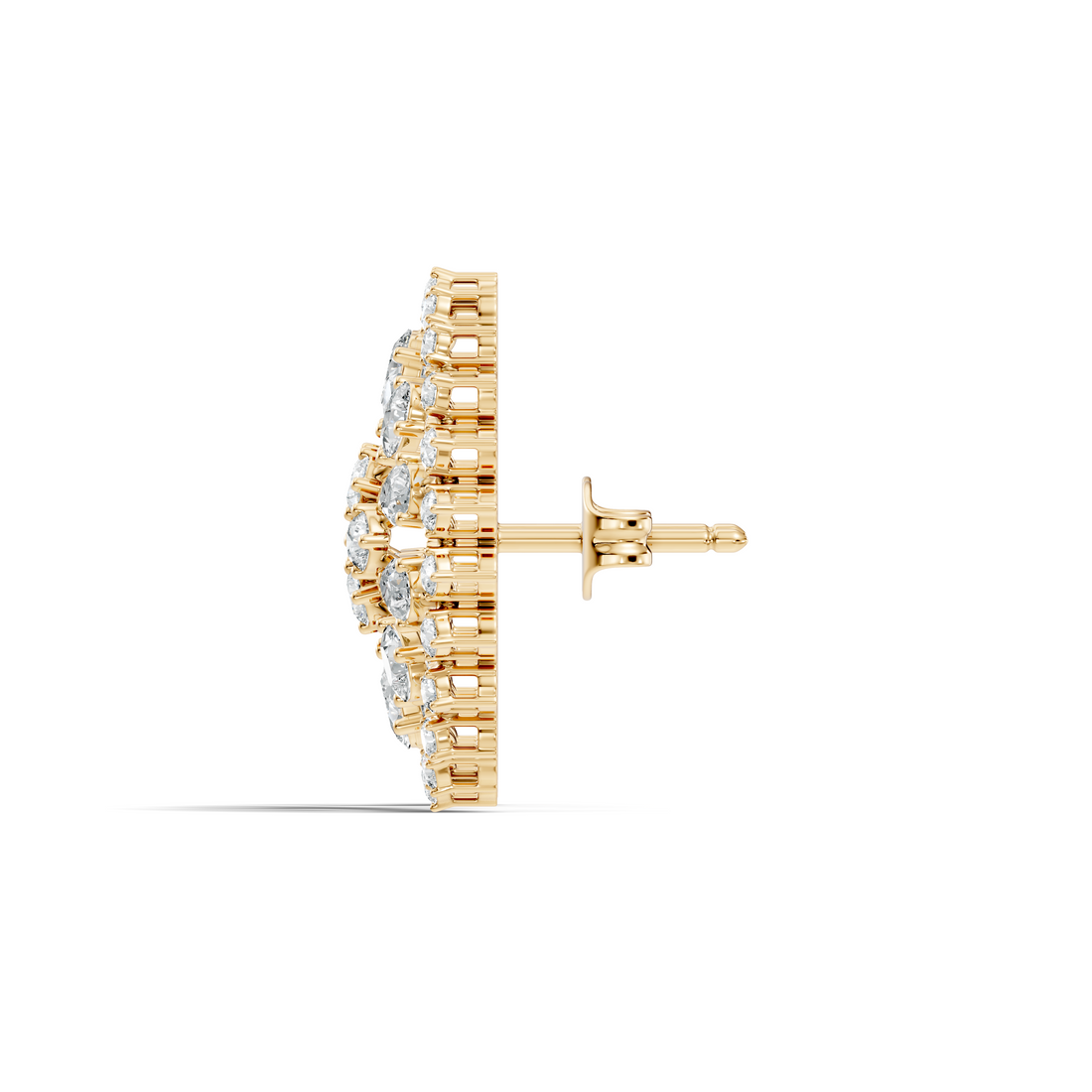 Pear Solitaire & Pave Outer Halo Wheel Diamond Stud