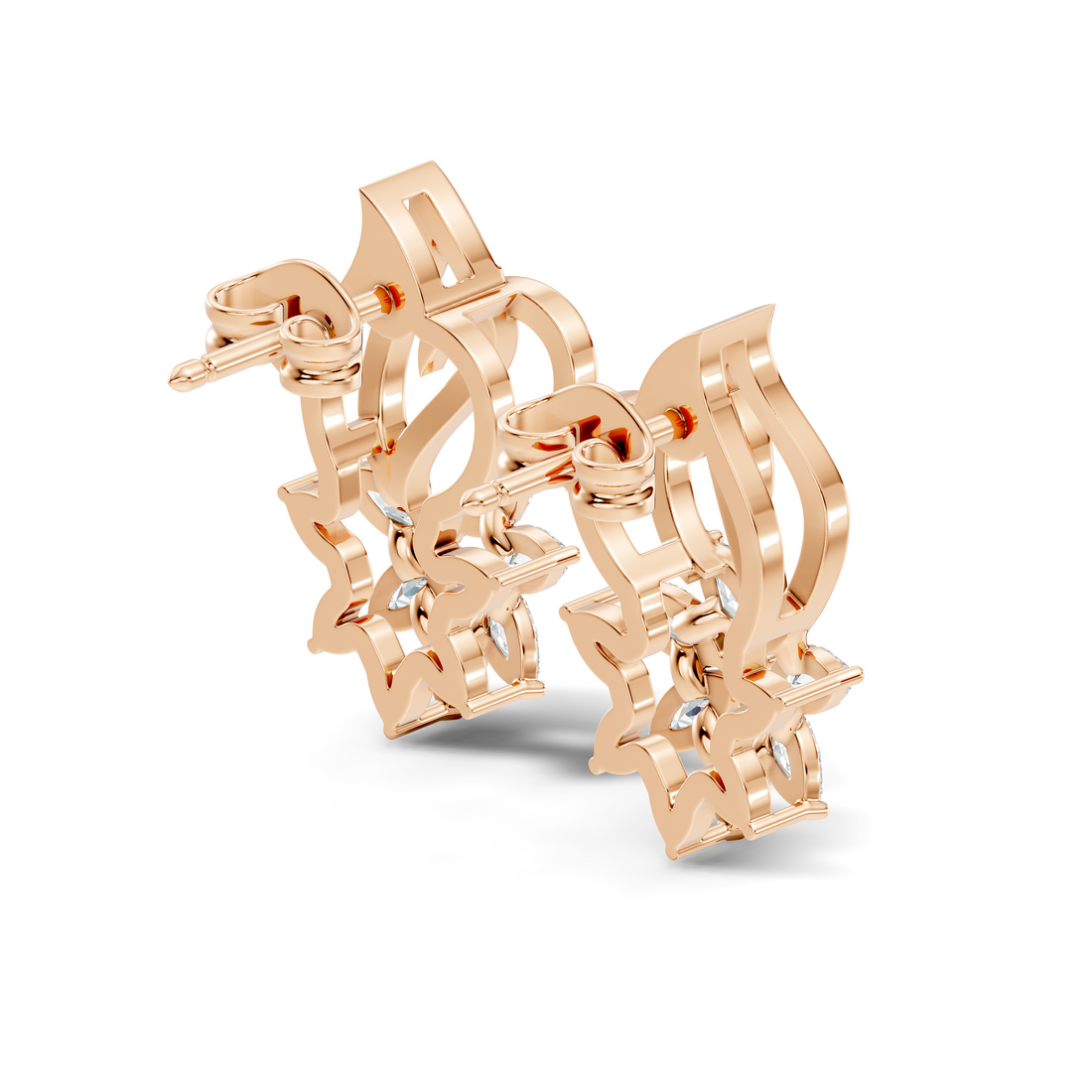 Marquise Diamond Floral Flame Stud
