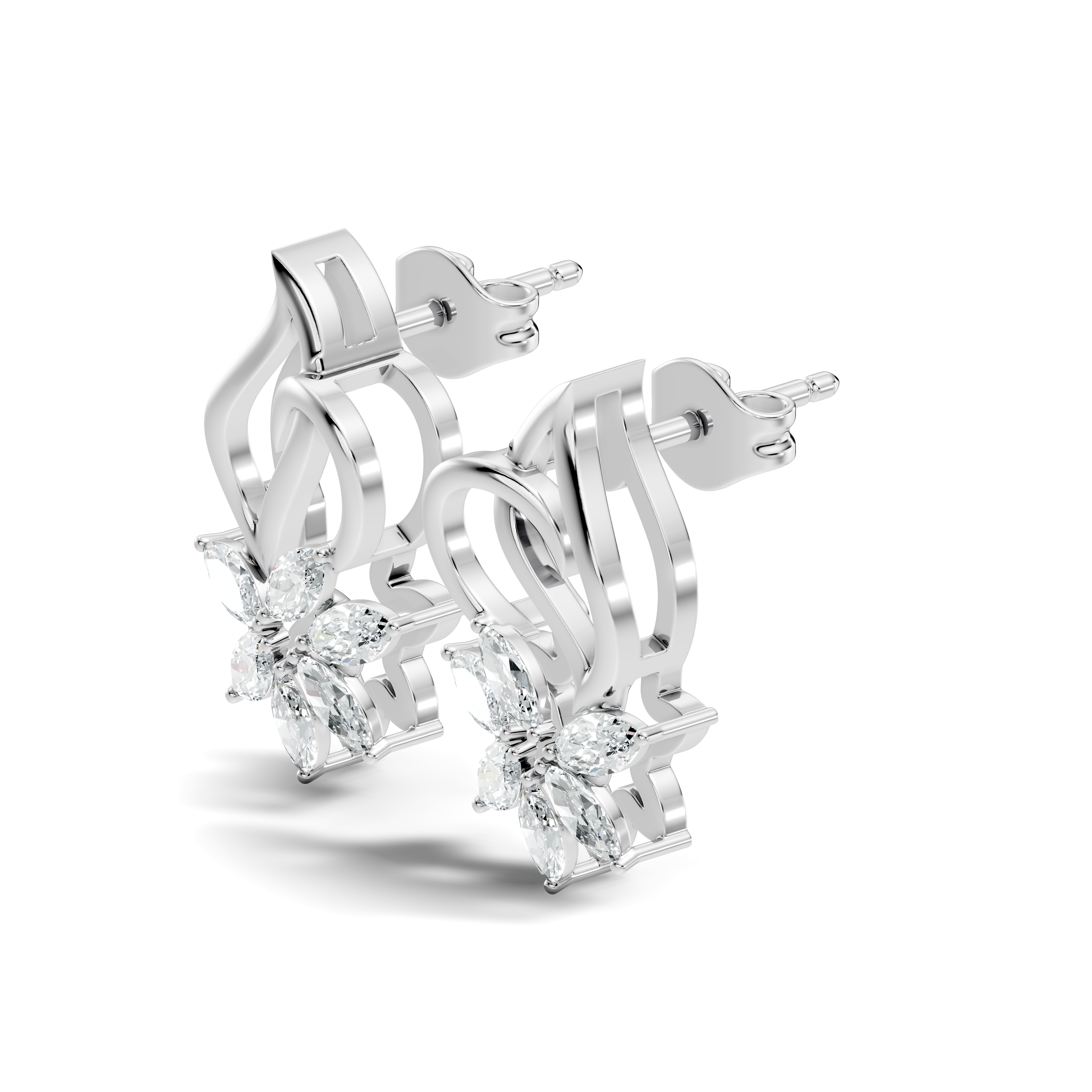 Marquise Diamond Floral Flame Stud