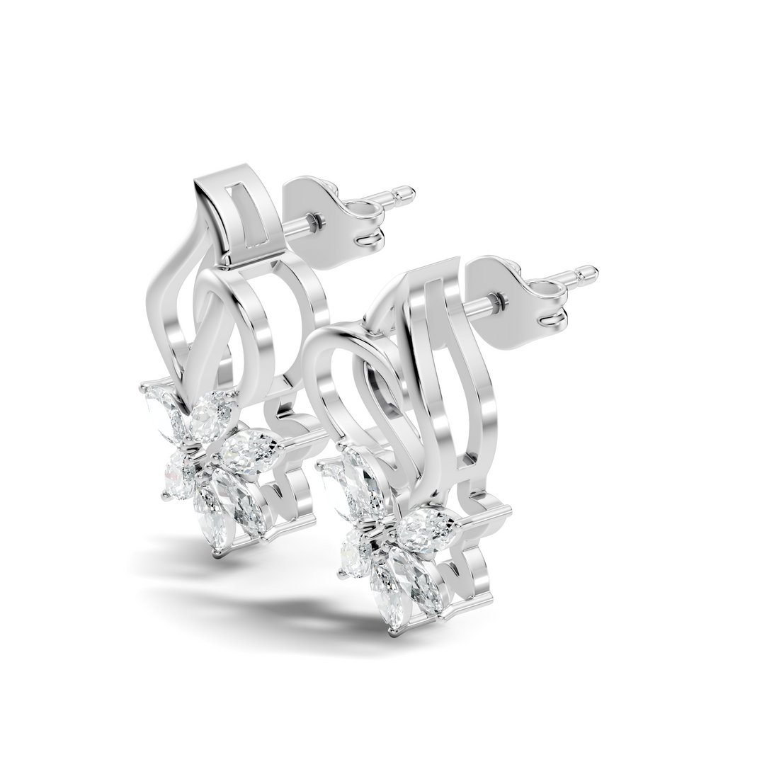 Marquise Diamond Floral Flame Stud