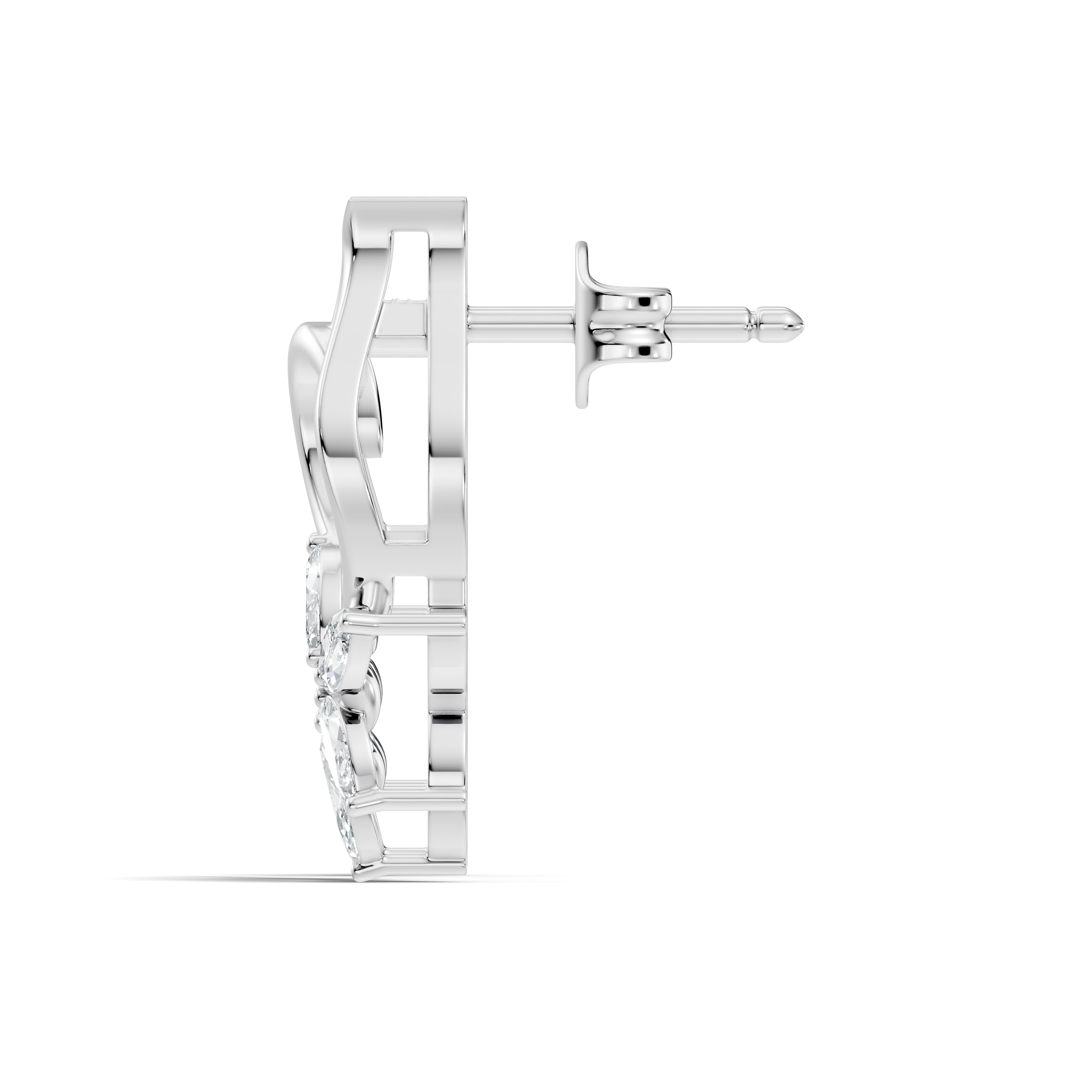 Marquise Diamond Floral Flame Stud
