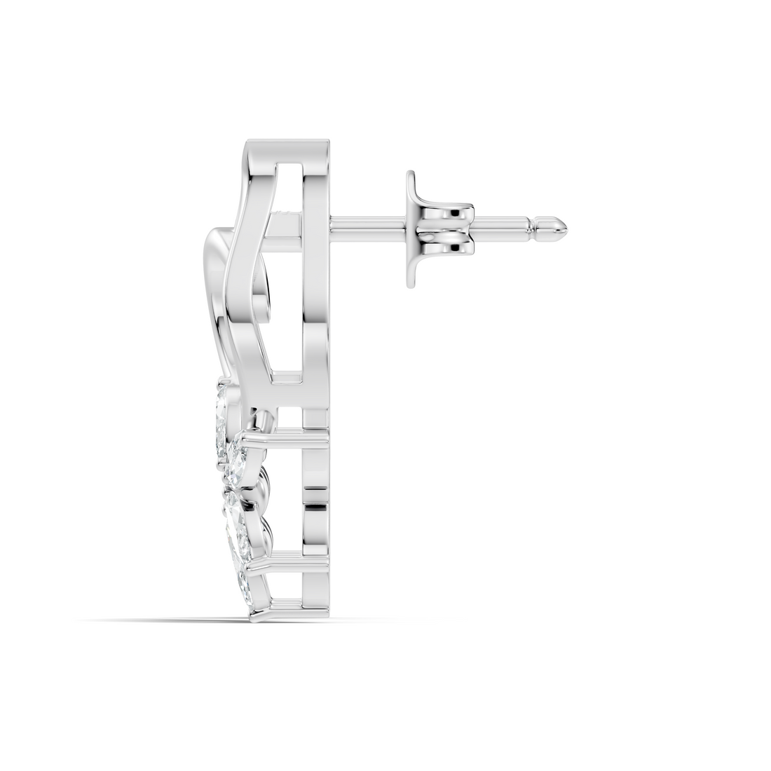 Marquise Diamond Floral Flame Stud