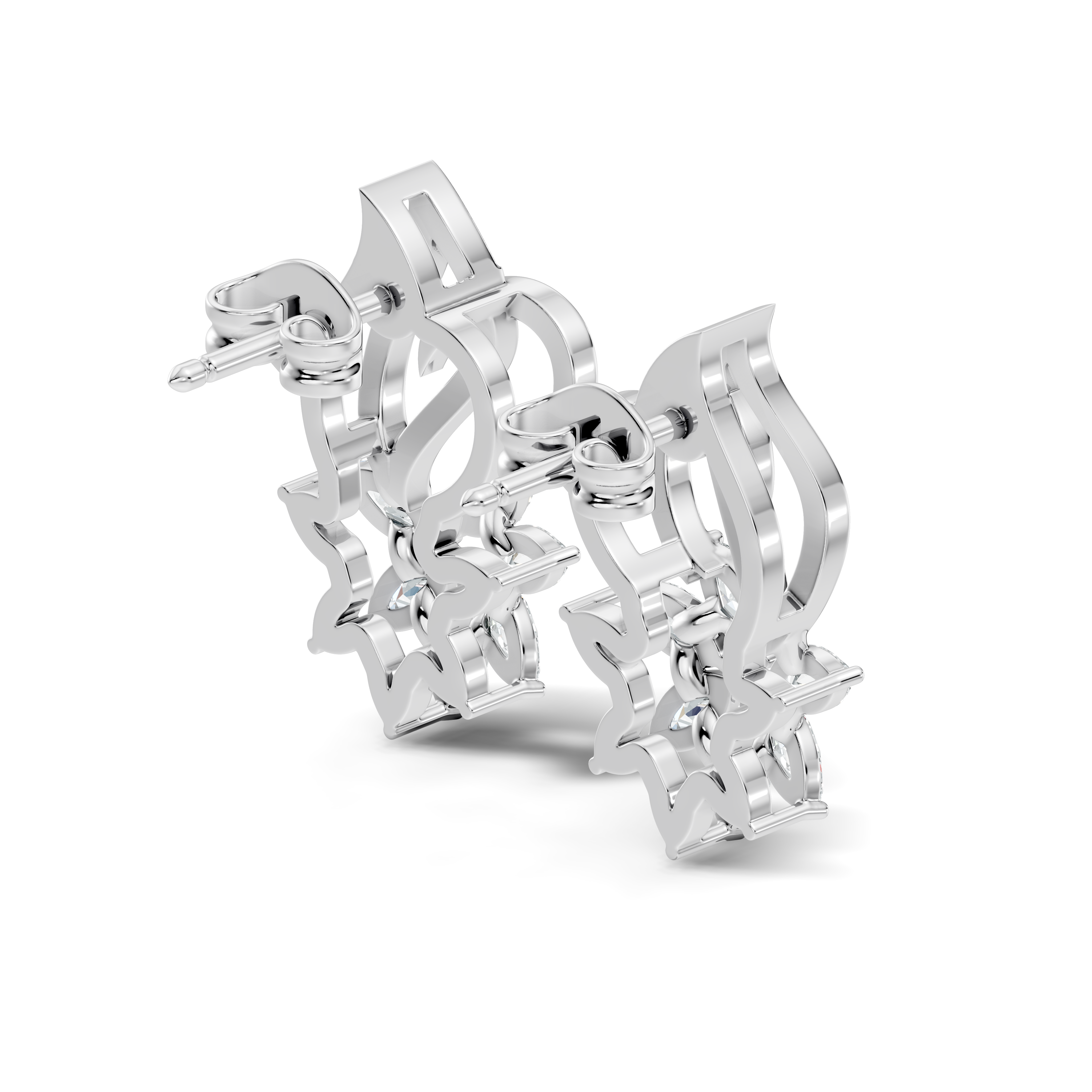 Marquise Diamond Floral Flame Stud