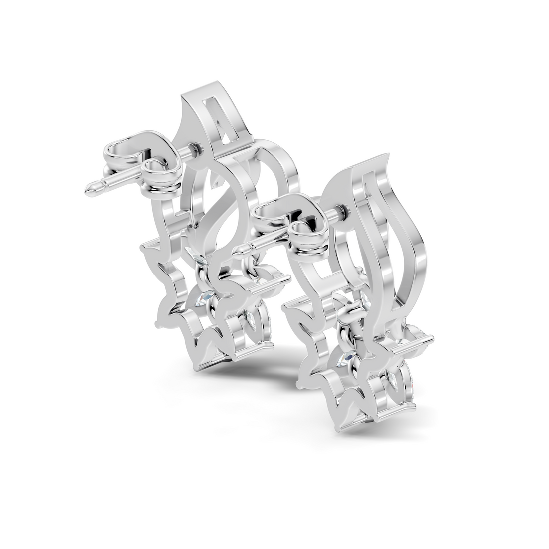 Marquise Diamond Floral Flame Stud
