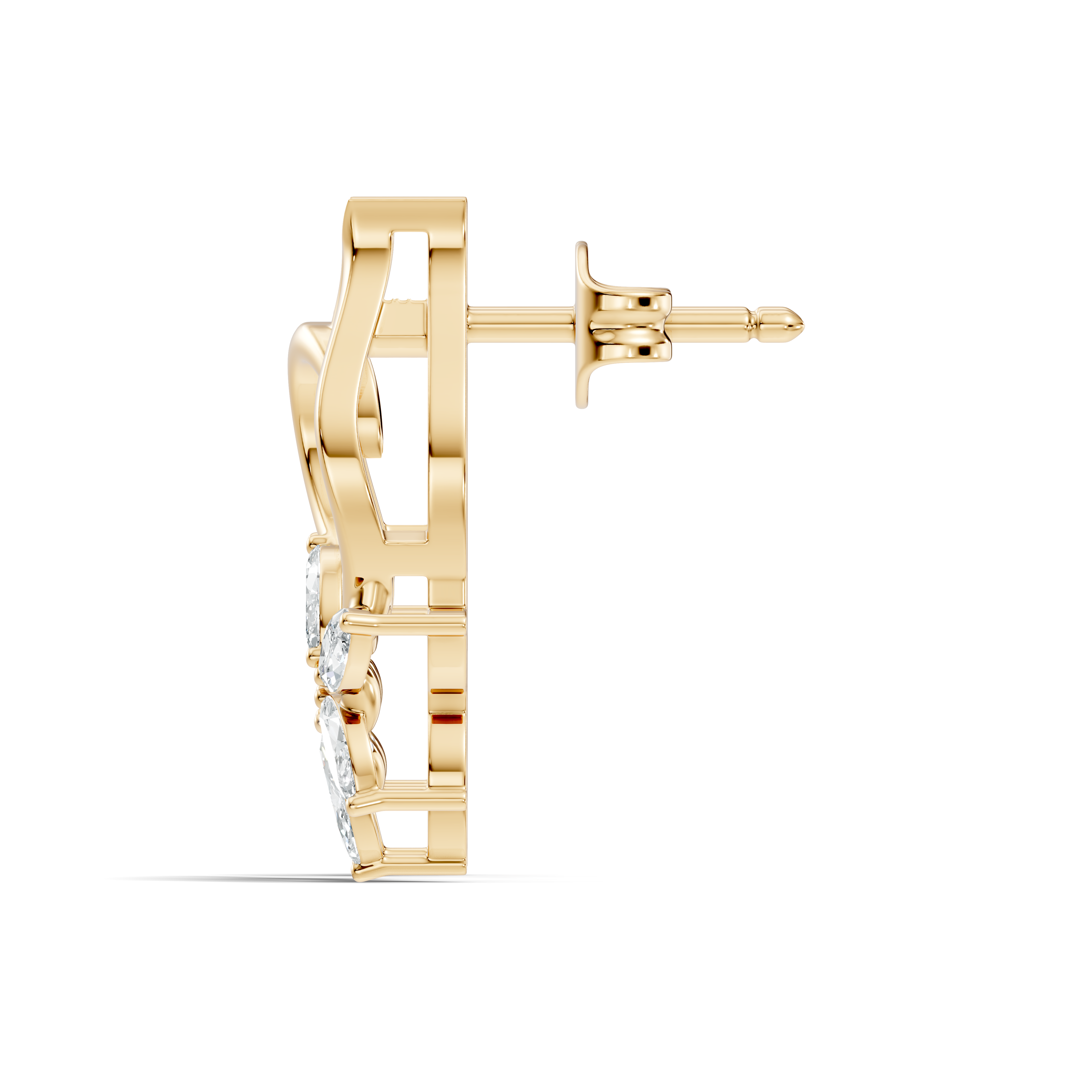 Marquise Diamond Floral Flame Stud
