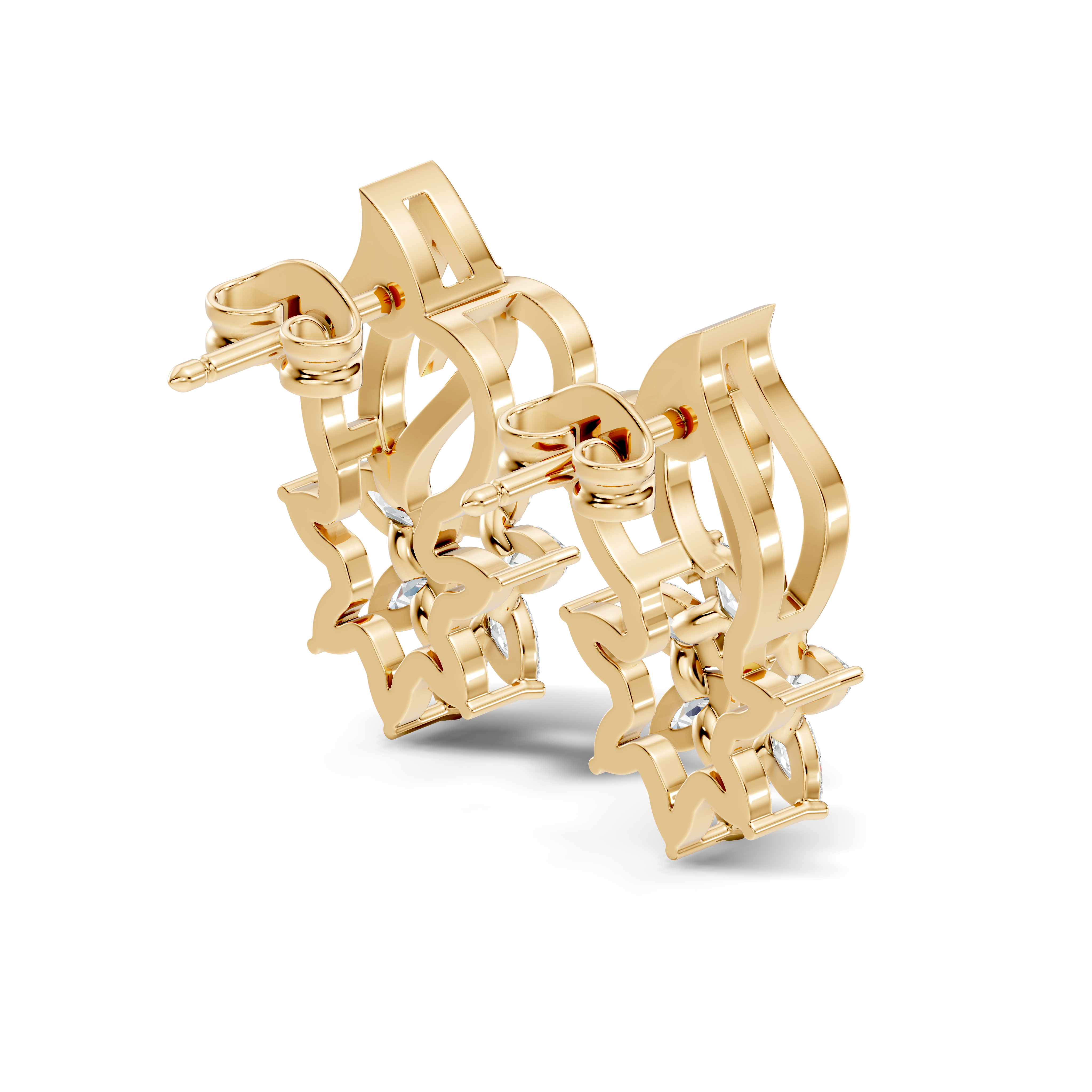 Marquise Diamond Floral Flame Stud