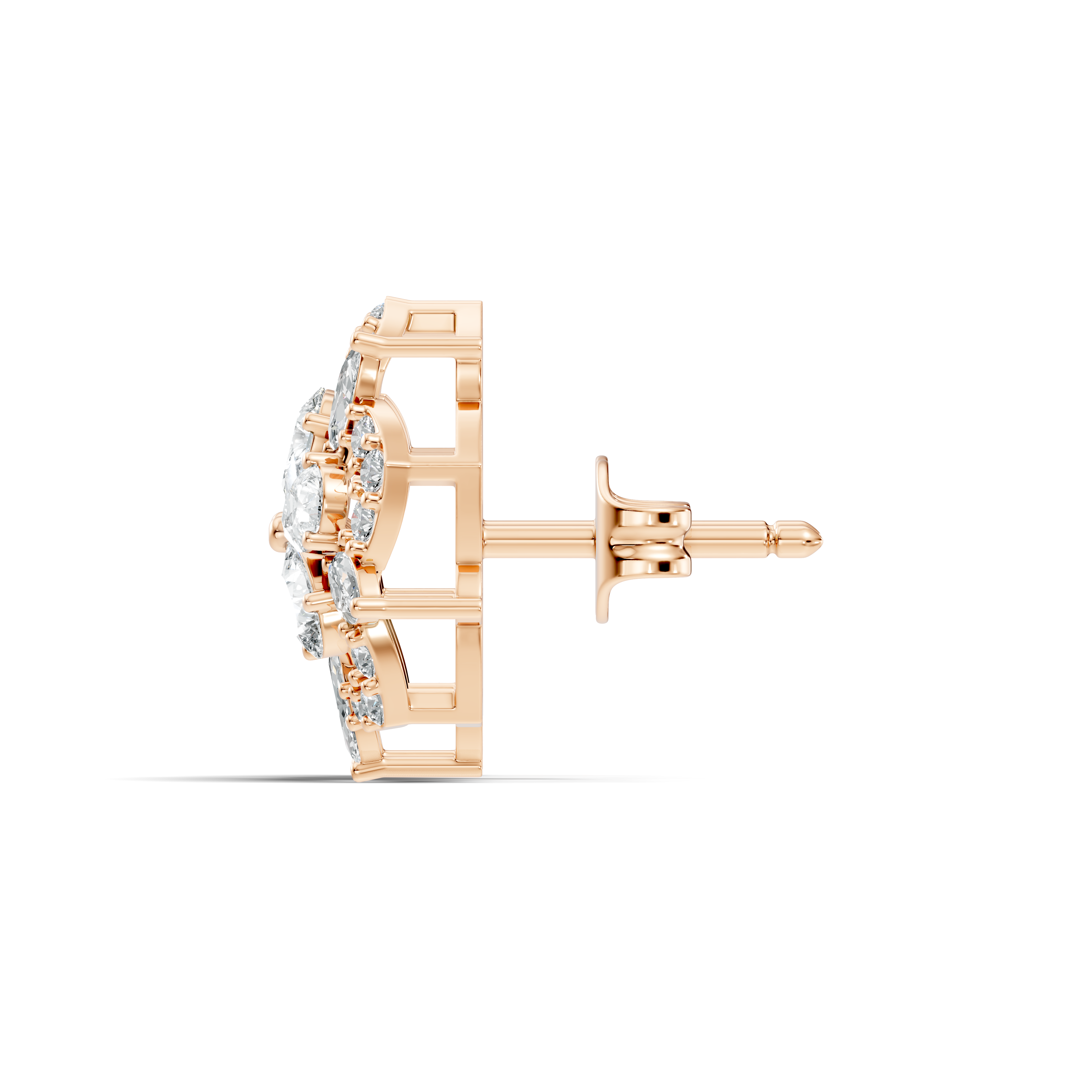 Pear, Marquise & Pave  Diamond Floral Cluster Stud