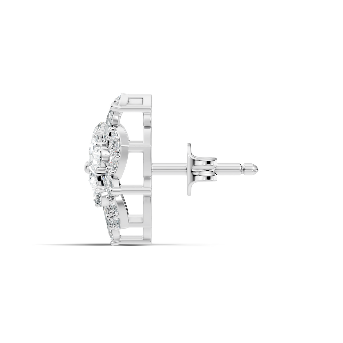 Pear, Marquise & Pave  Diamond Floral Cluster Stud