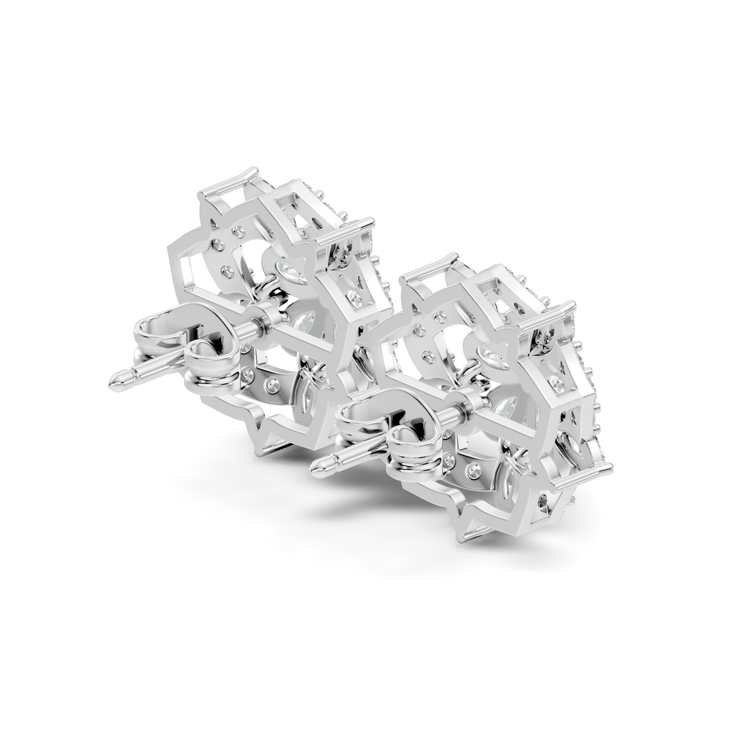 Pear, Marquise & Pave  Diamond Floral Cluster Stud