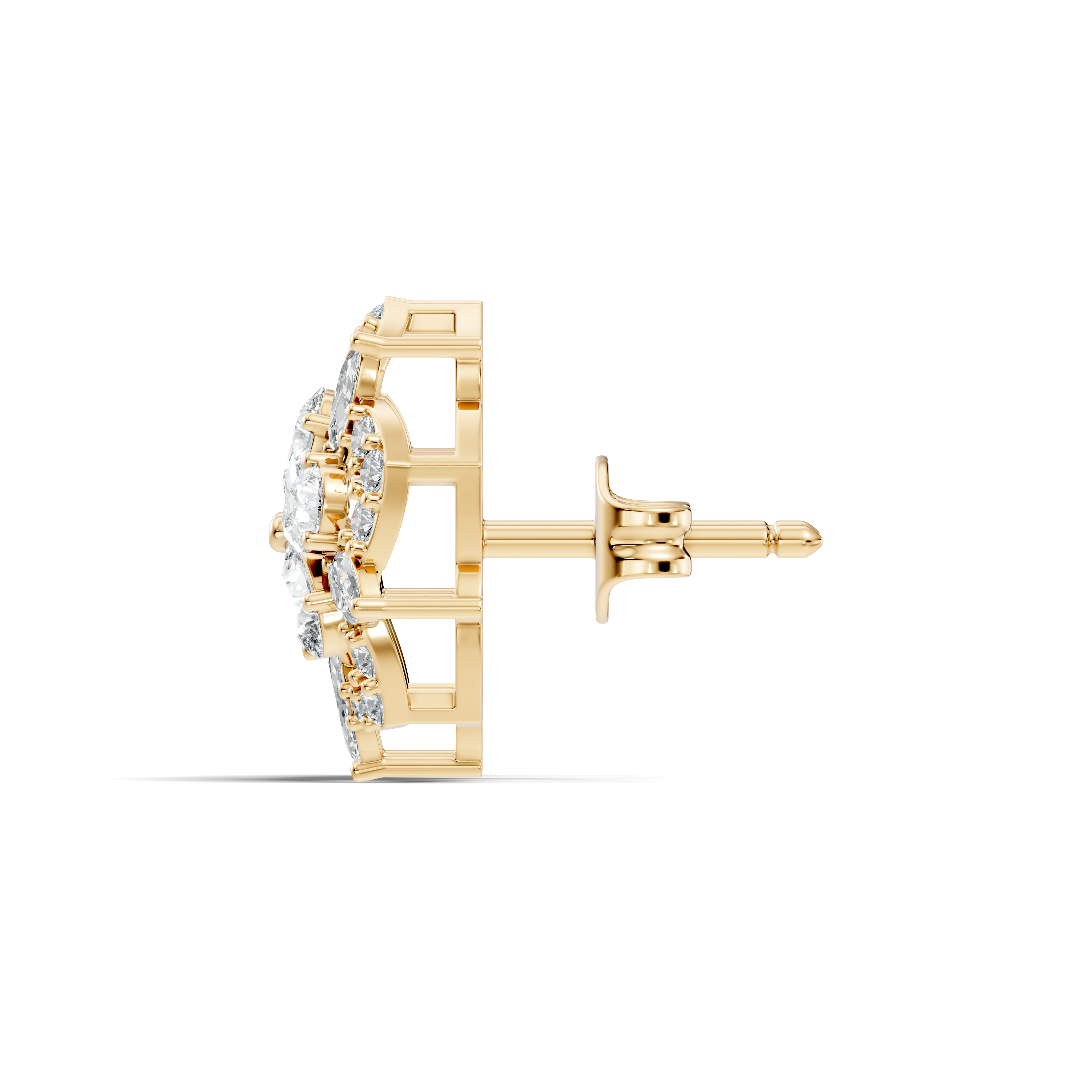 Pear, Marquise & Pave  Diamond Floral Cluster Stud